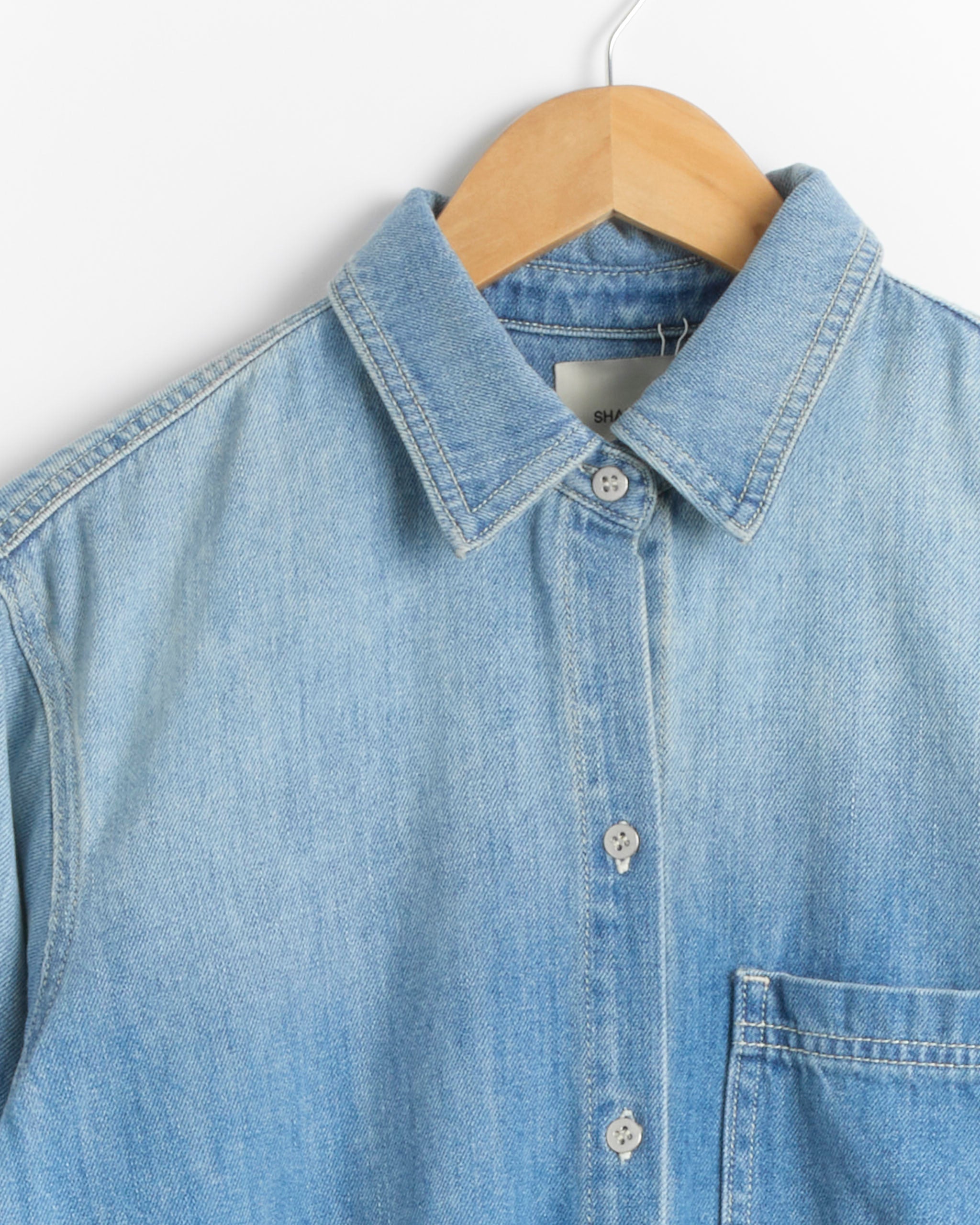 Faded Selvedge Denim Blouson in Light Indigo