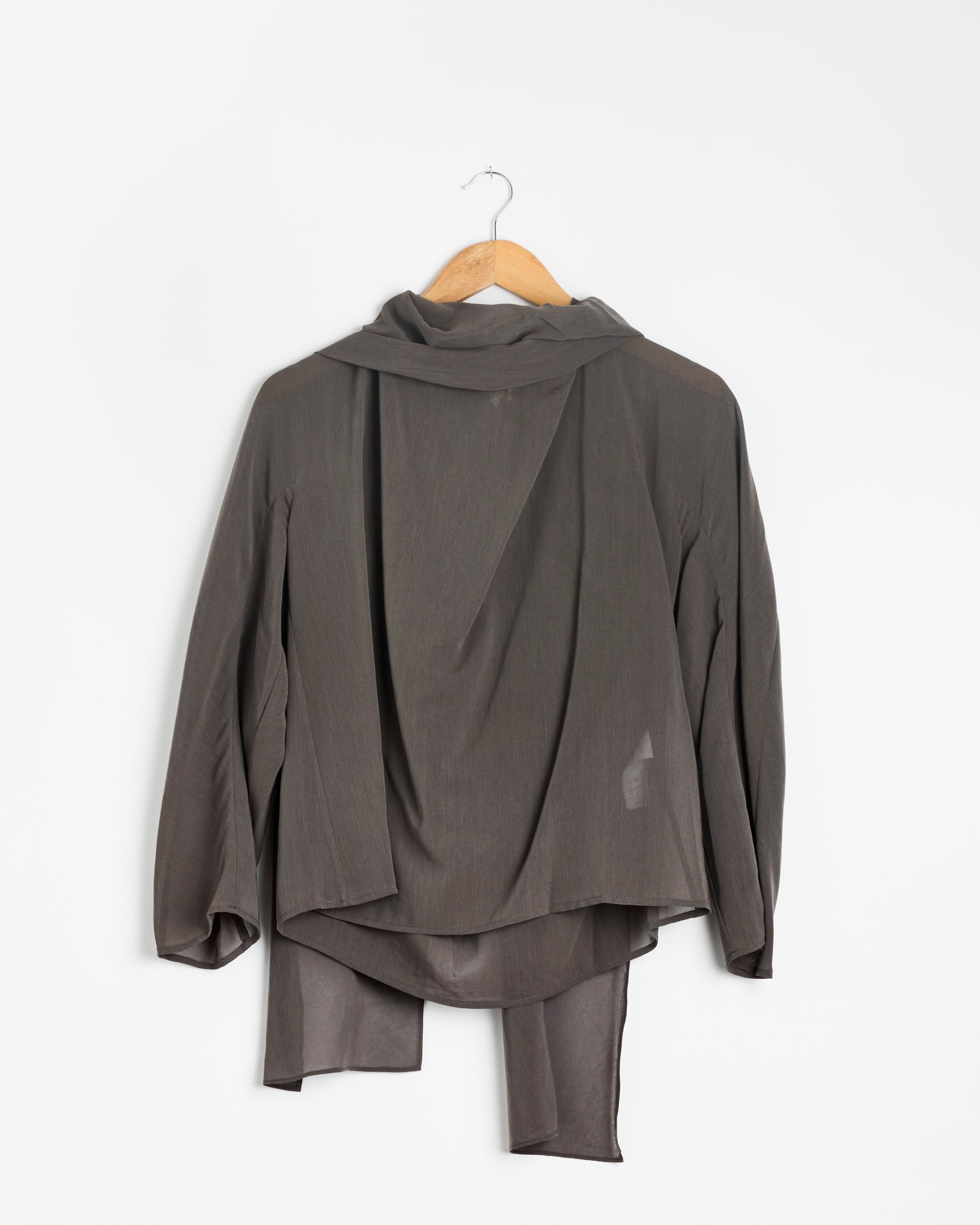 Amomento Sheer Cotton Scarf Top - Grey / 0 (287223)