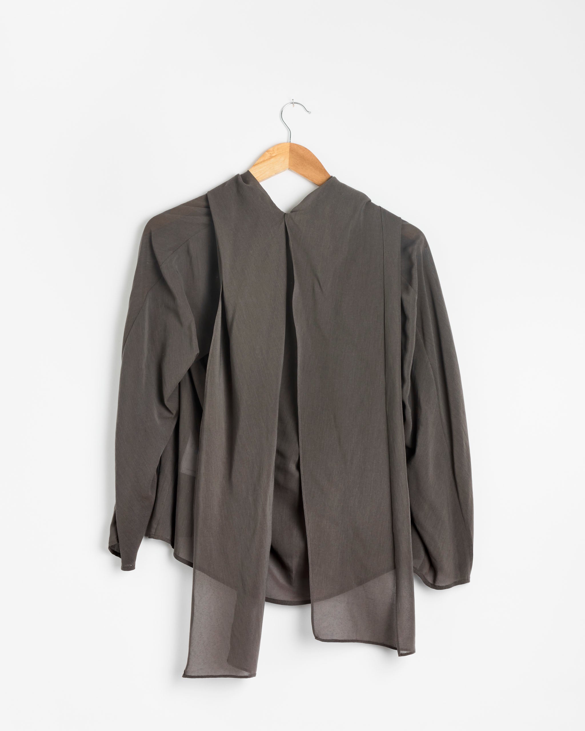 Amomento Sheer Cotton Scarf Top - Grey / 0 (287223)