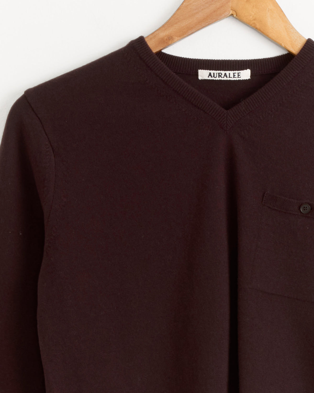 High Twist Wool V-Neck Pullover in Red Brown - Red Brown / 1 (287293)