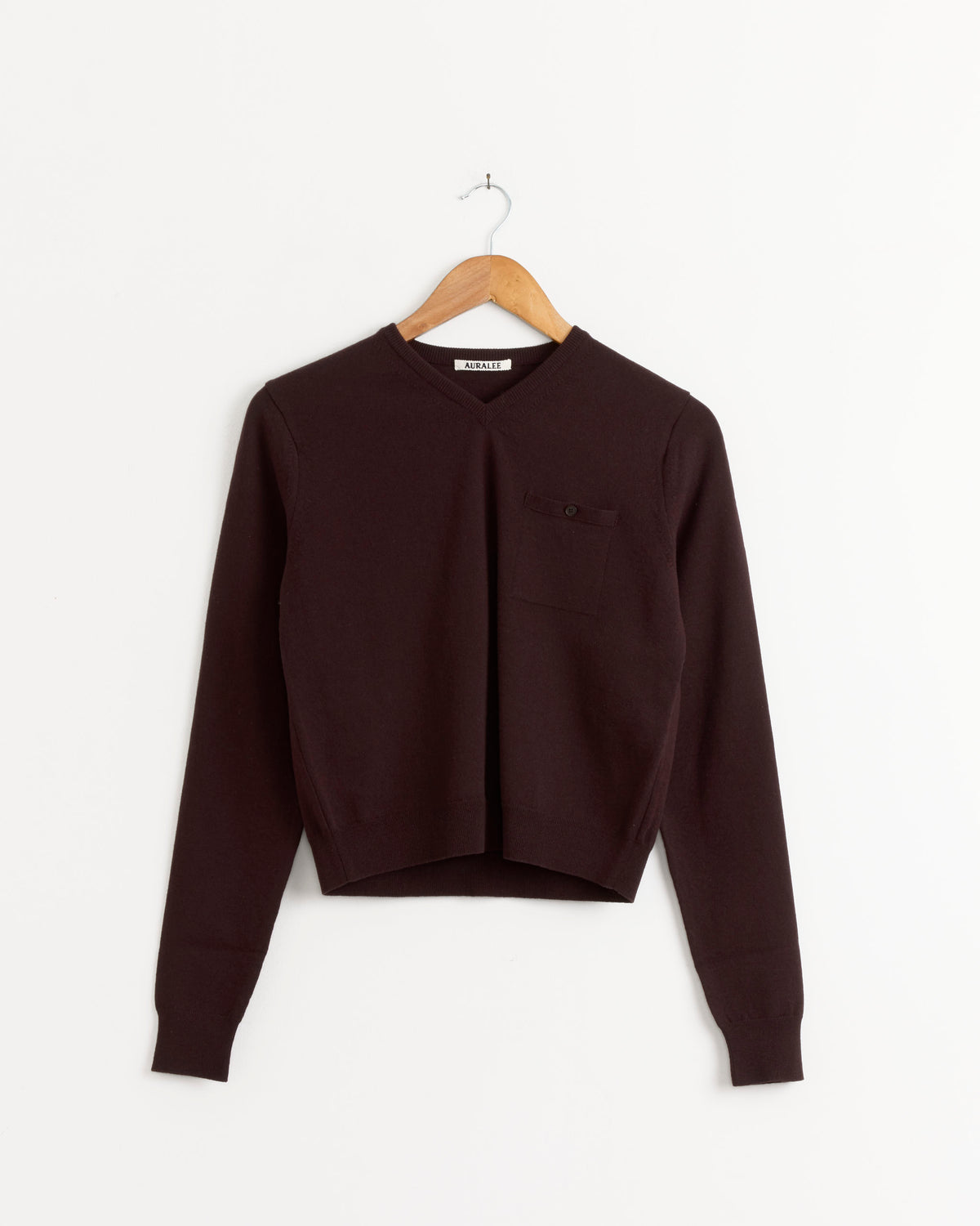 High Twist Wool V-Neck Pullover in Red Brown - Red Brown / 1 (287293)