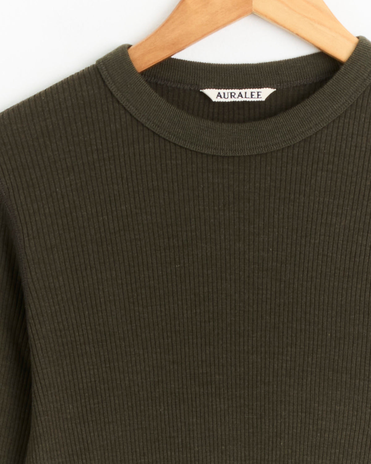 Auralee Wool Silk Soft Rib L/S Tee - Dark Brown / 4 (287576)