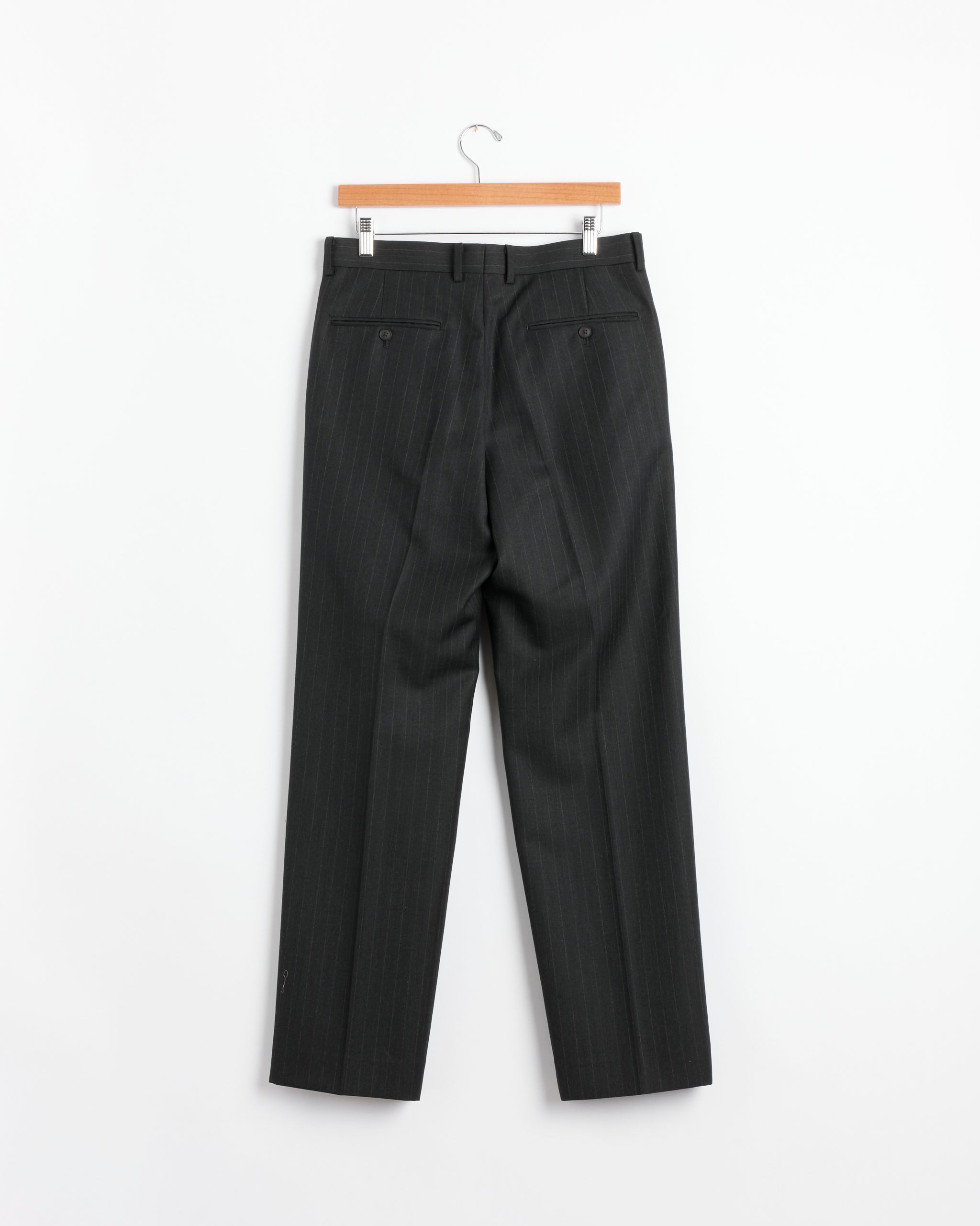 スーツ AURALEE BLUEFACEDWOOL CHECKNARROW SLACKS Bluefaced Wool Two Tuck Slack in Charcoal Navy Stripe