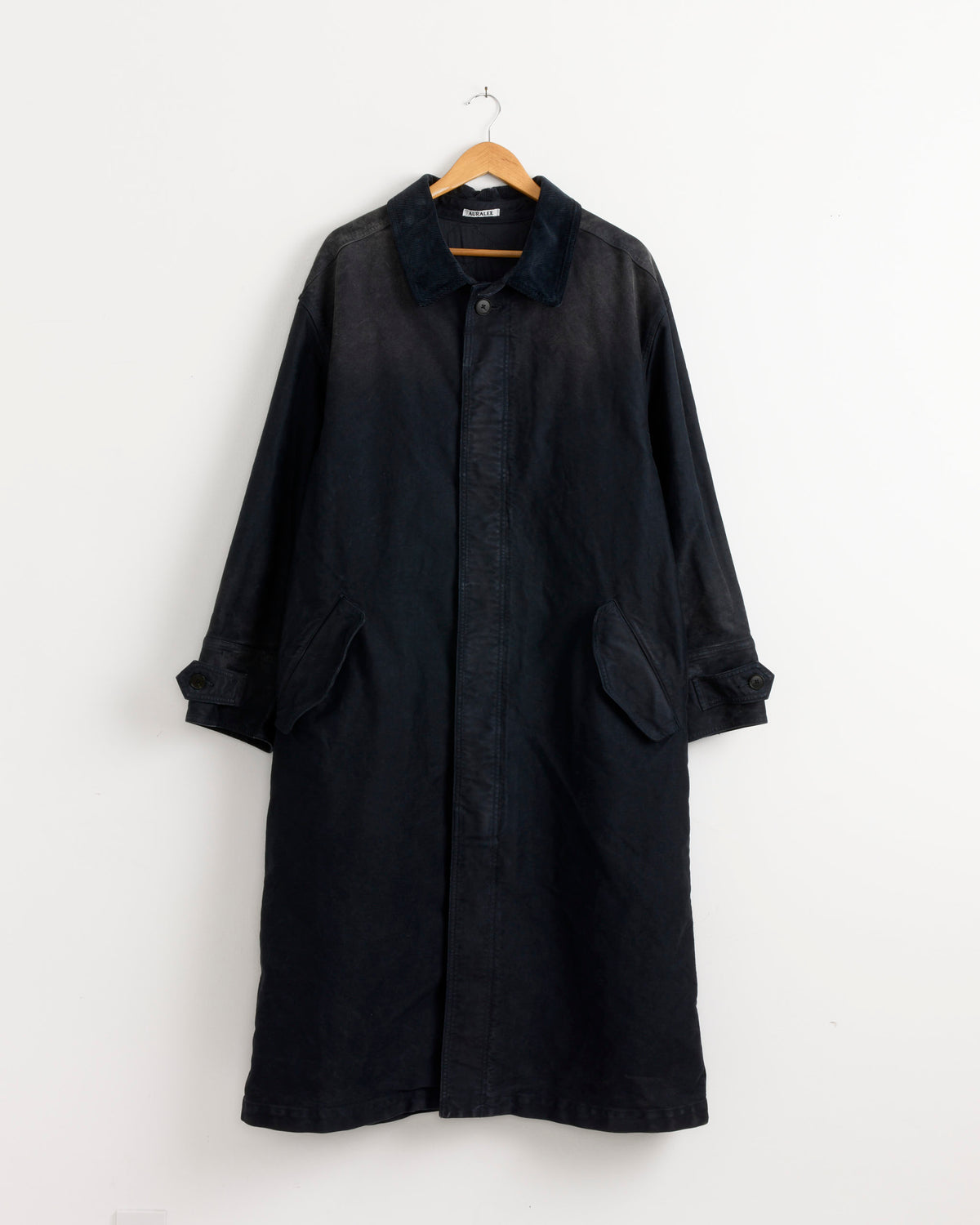 Auralee Garment Dyed Heavy Moleskin Coat, Faded Black - Faded Black / 4 (287608)