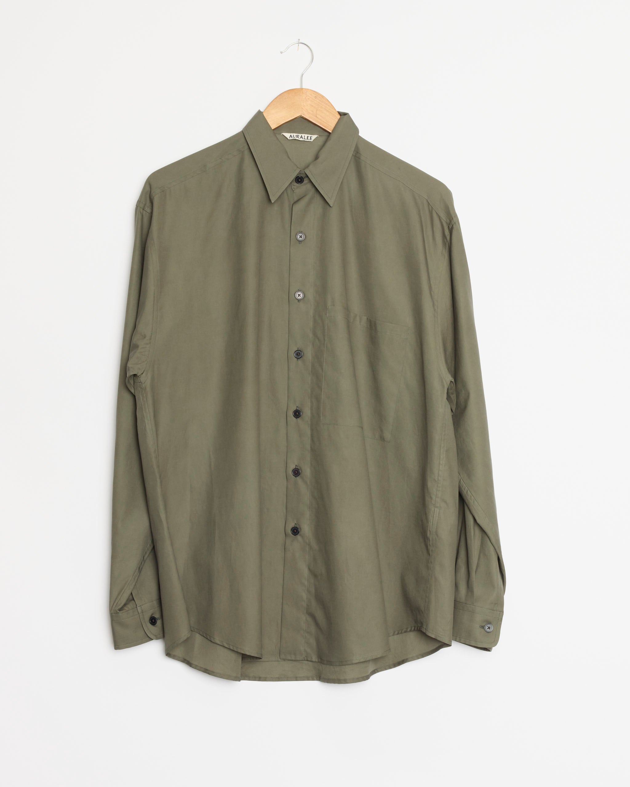 Washed Finx Twill Big Shirt in Dark Olive