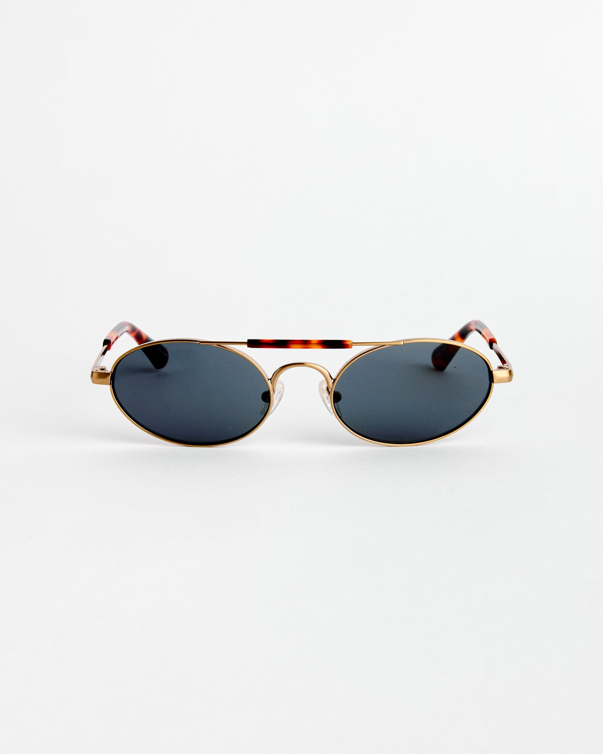 Dries Van Noten Sunglasses in Gold/T-Shell/Honey C4 feature aviator-style dark lenses, slim gold frames, and tortoiseshell-patterned arms, shown against a plain white background.