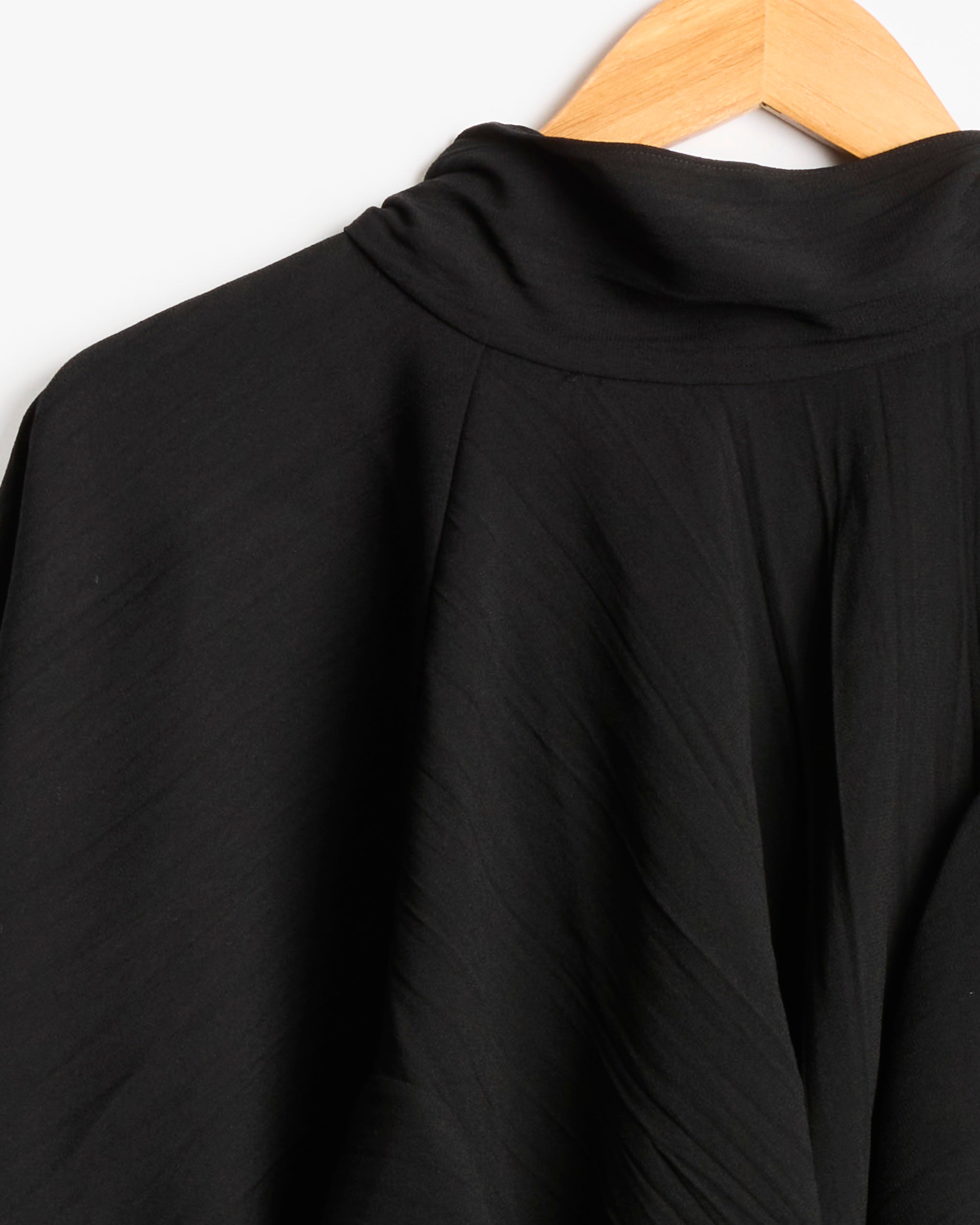Tibi Creased Drape Cape Tie Top - Black / XS/S (287874)