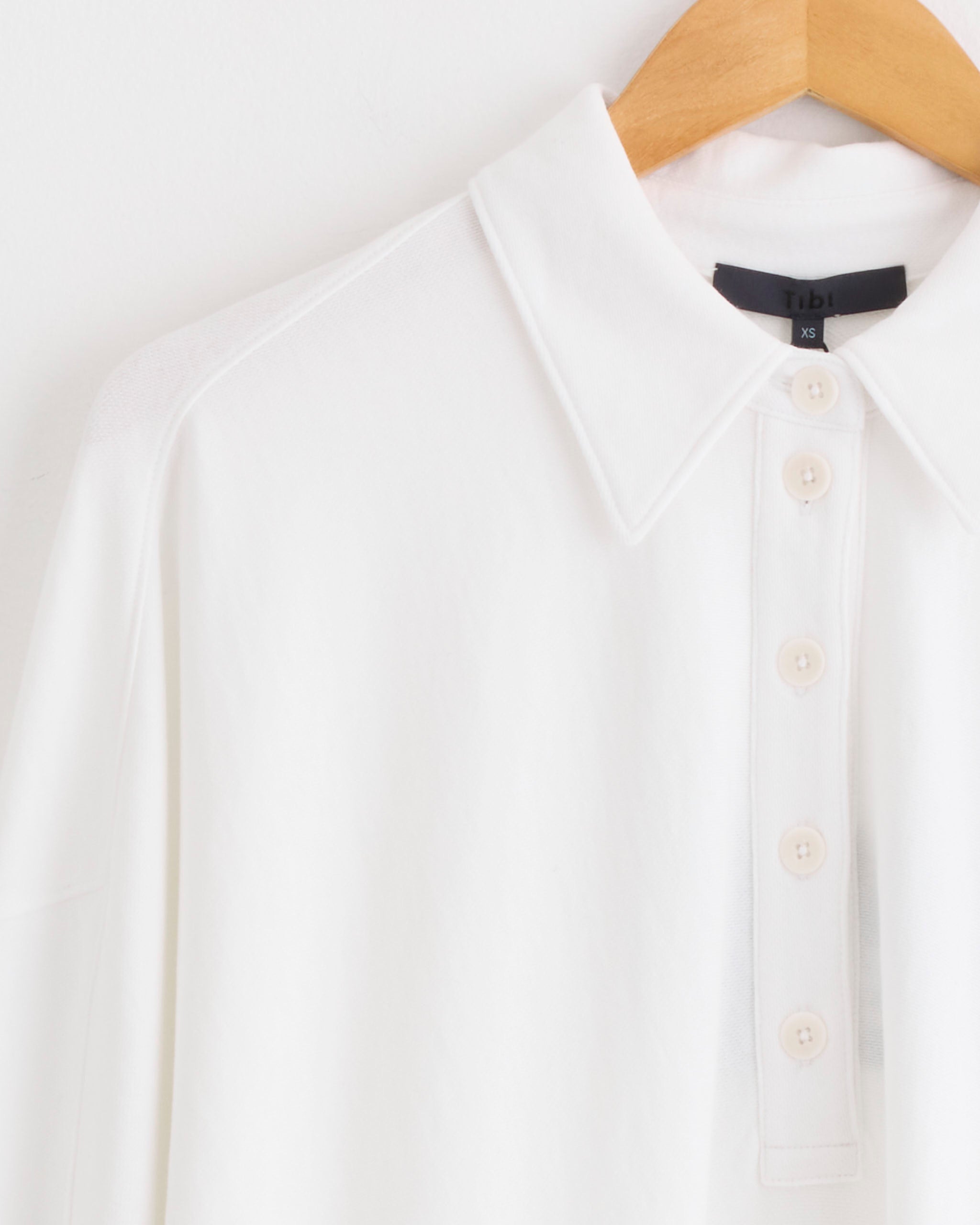 Tibi Light Weight Collar Sweatshirt - White / XS (287915)