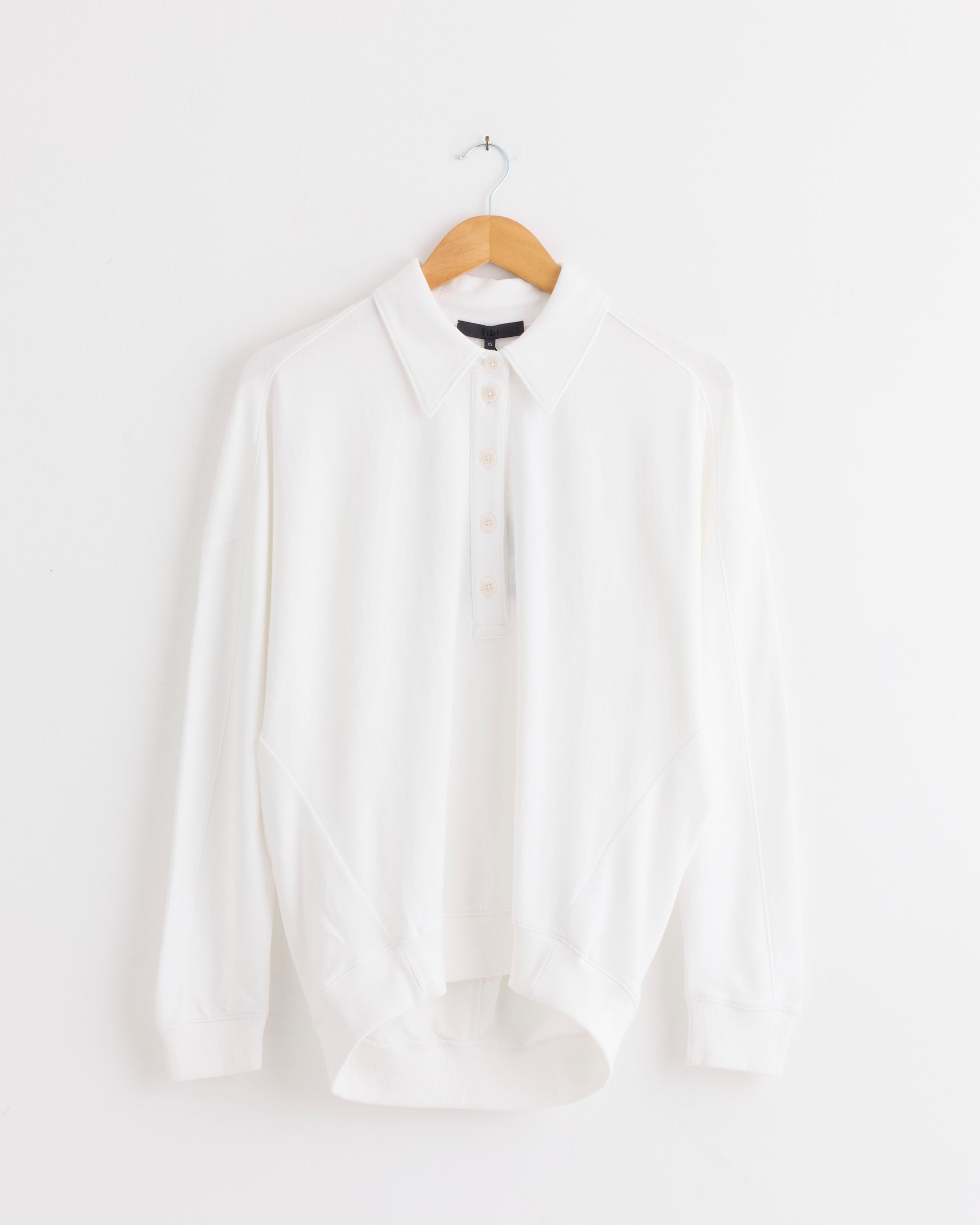 Tibi Light Weight Collar Sweatshirt - White / XS (287915)