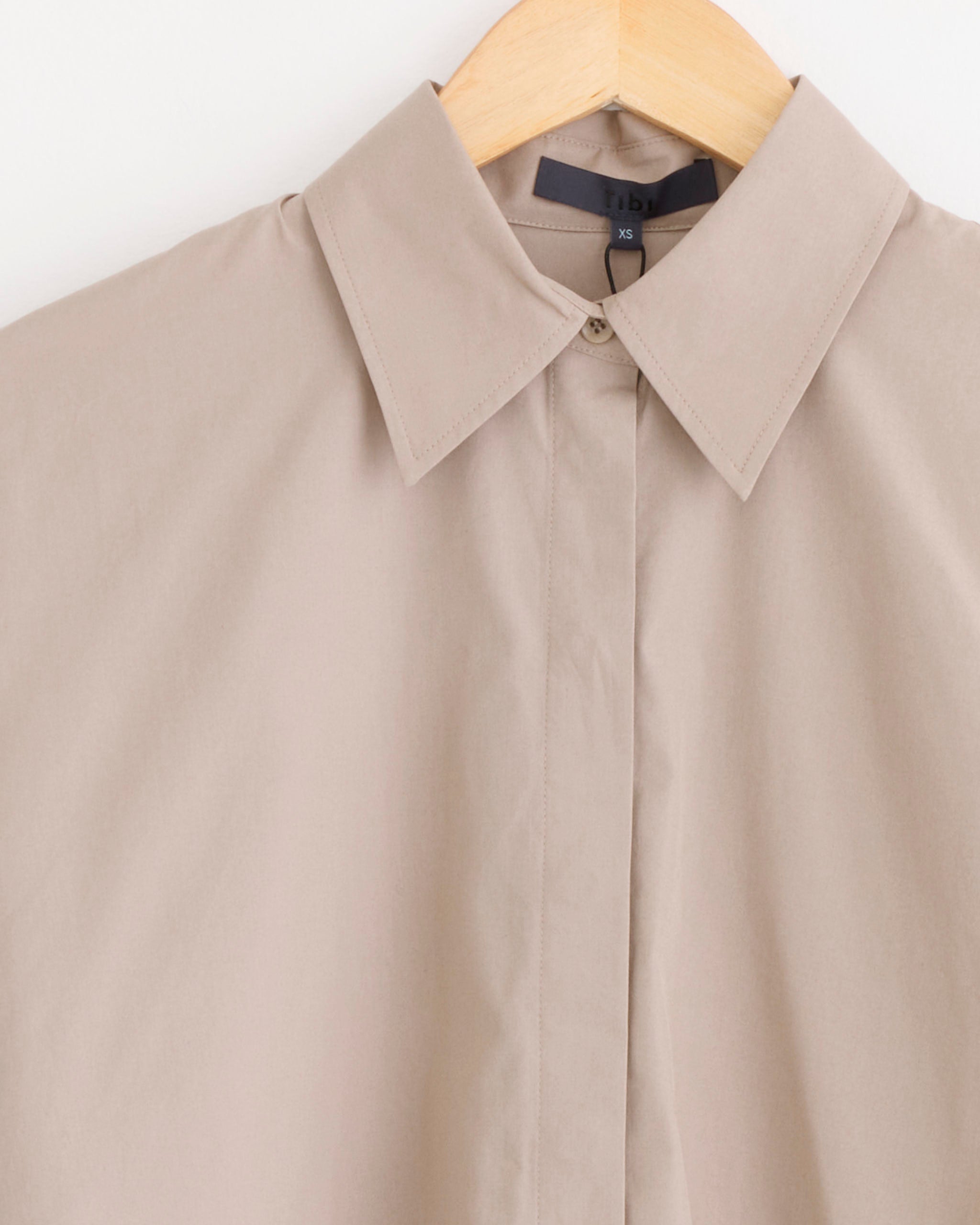 Tibi New Gabe Oversized Shirt - Dark Stone / XS (287919)