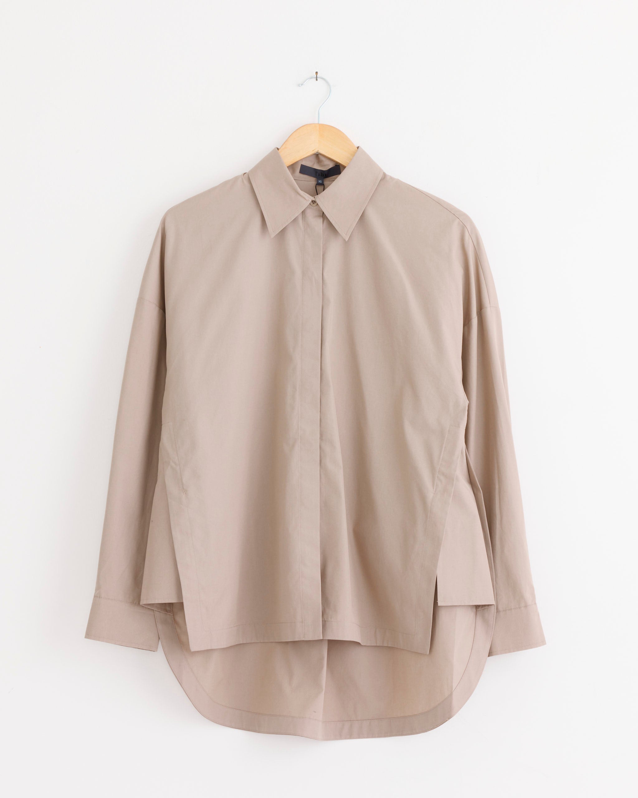Tibi New Gabe Oversized Shirt - Dark Stone / XS (287919)