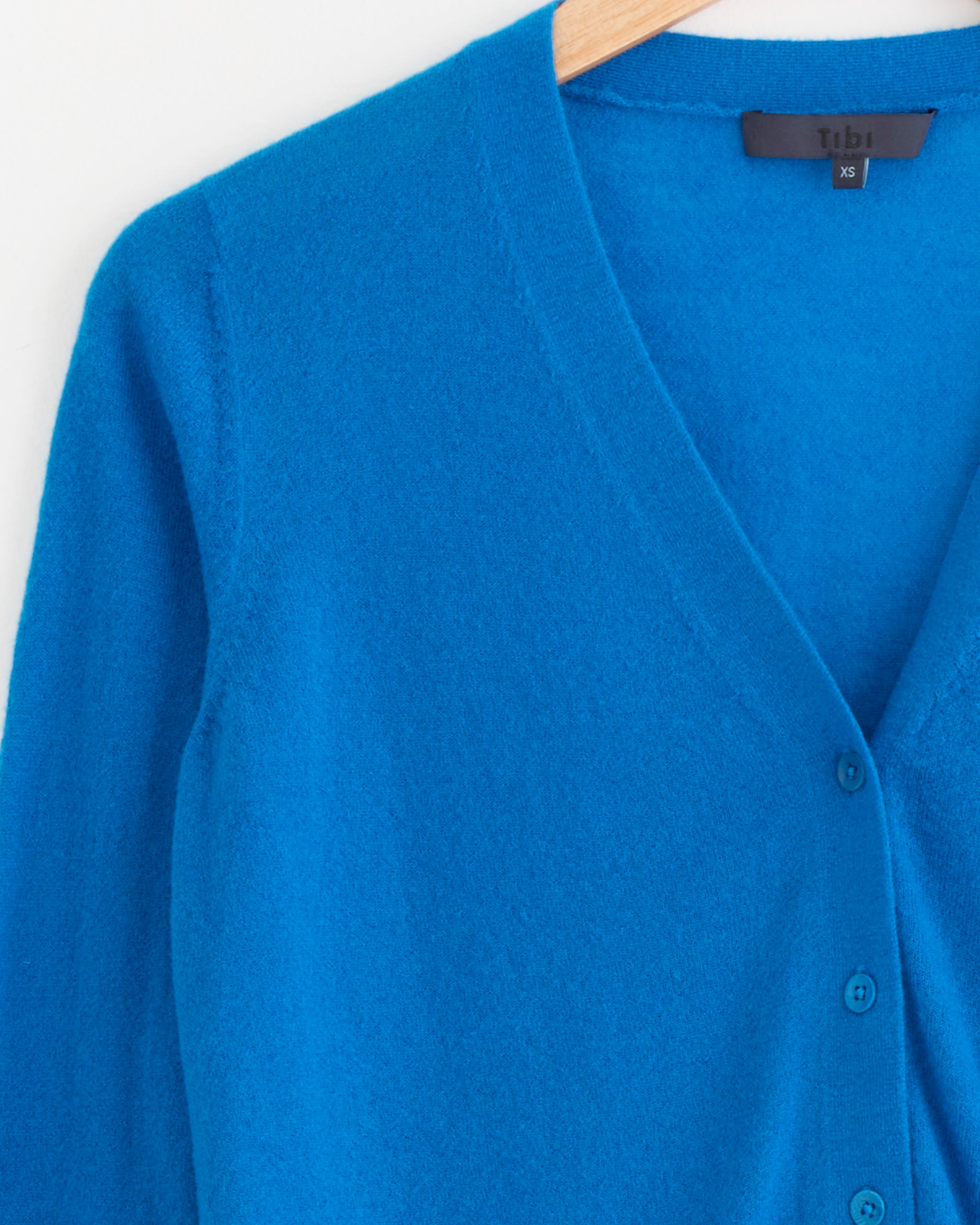 Tibi Skinlike V Neck Shrunken Cardigan - Bright Blue / XS (287938)