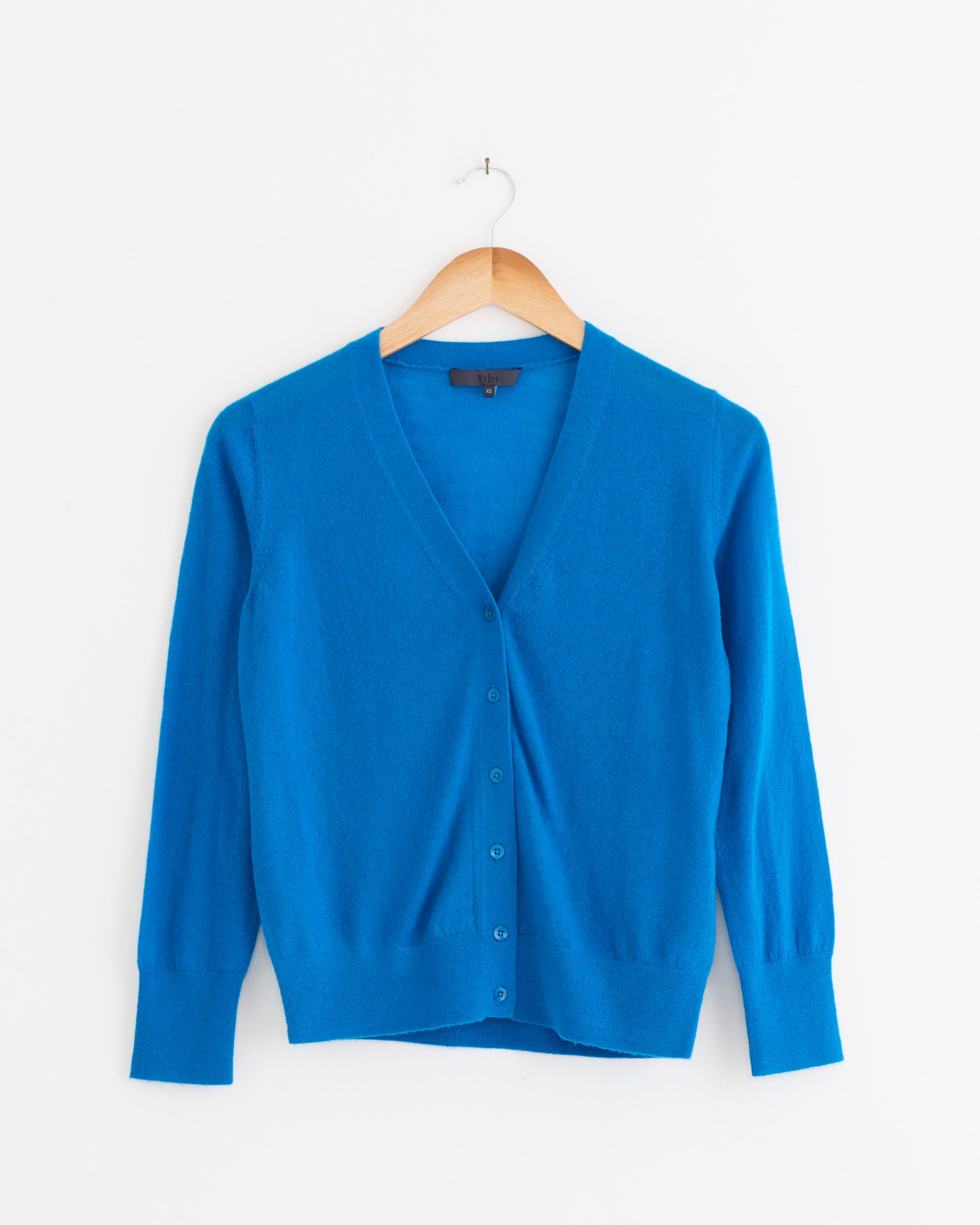 Tibi Skinlike V Neck Shrunken Cardigan - Bright Blue / XS (287938)
