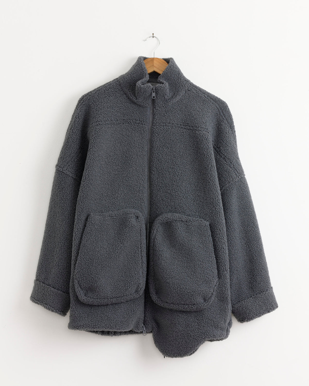 Cozy Fleece Zip Up Bomber Jacket in Grey - Grey / XS/S (287963)
