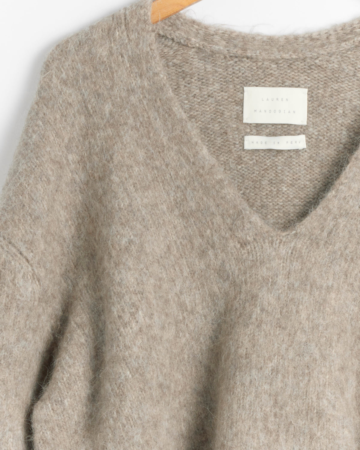 Lauren Manoogian Brushed V Neck Sweater - Grey Melange / 1 (287989)