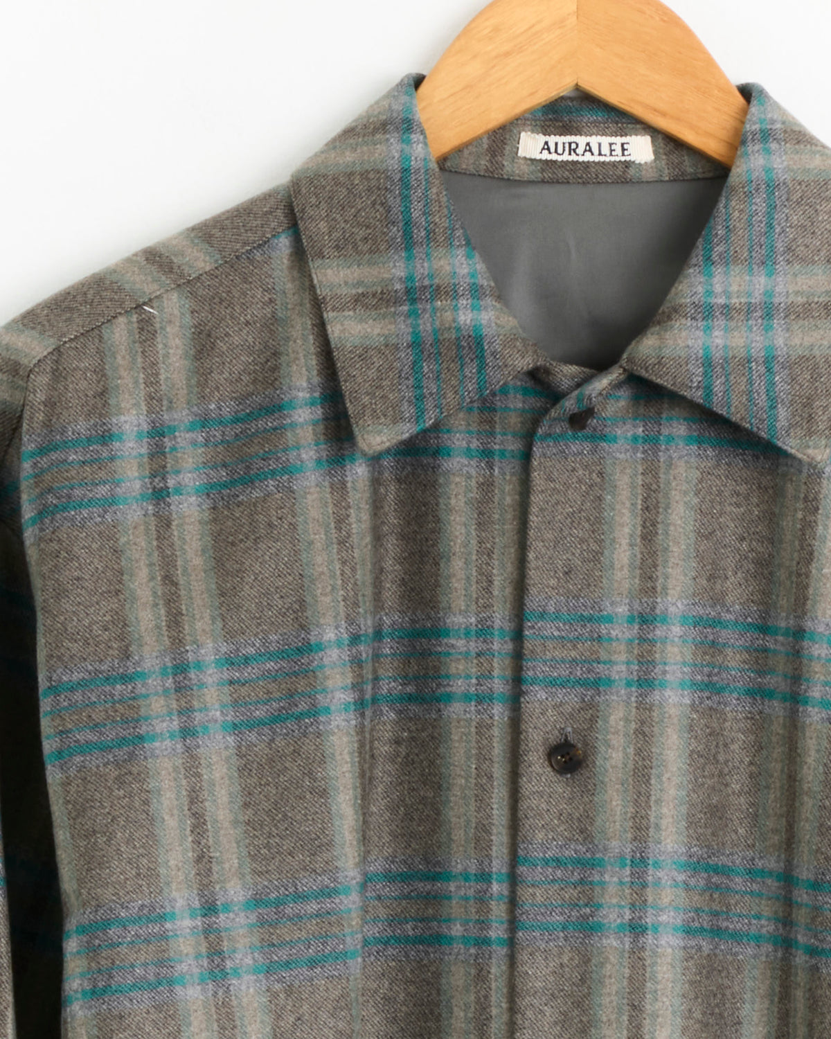 Auralee Wool Fulling Flannel Shirt - Top Brown Green Check / 1 (288224)