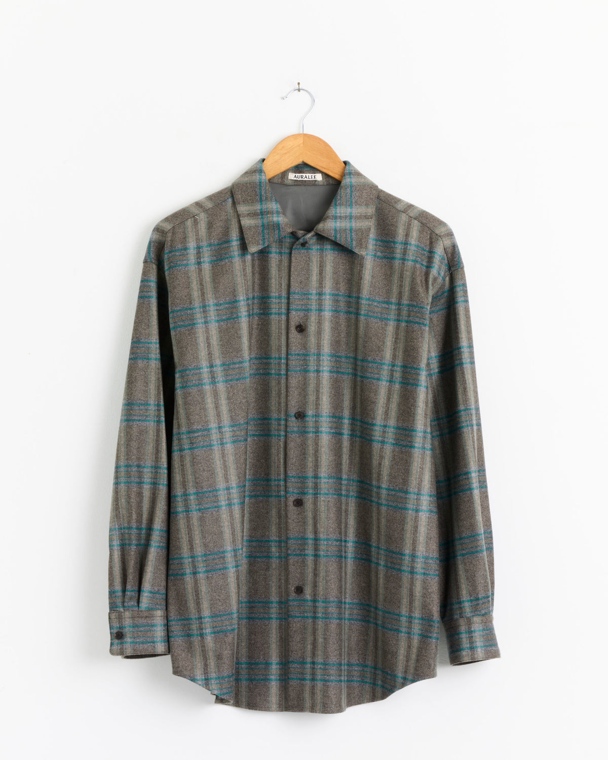 Auralee Wool Fulling Flannel Shirt - Top Brown Green Check / 1 (288224)