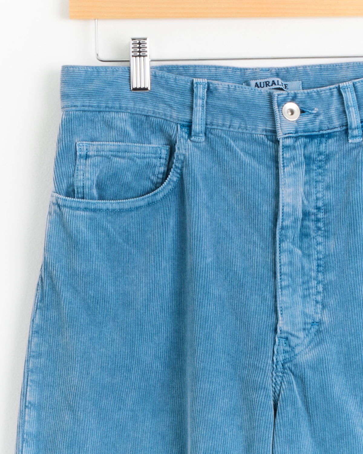 Auralee Garment Dyed Corduroy 5 Pocket Wide Pant, Dusty Blue - Dusty Blue / 1 (288226)