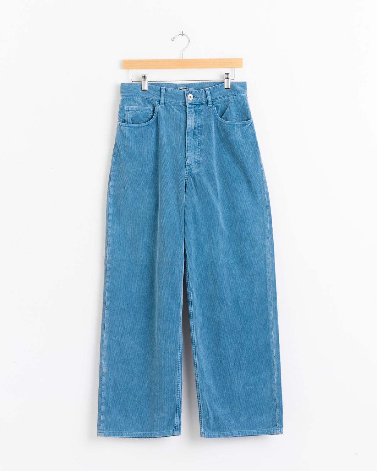 Auralee Garment Dyed Corduroy 5 Pocket Wide Pant, Dusty Blue - Dusty Blue / 1 (288226)