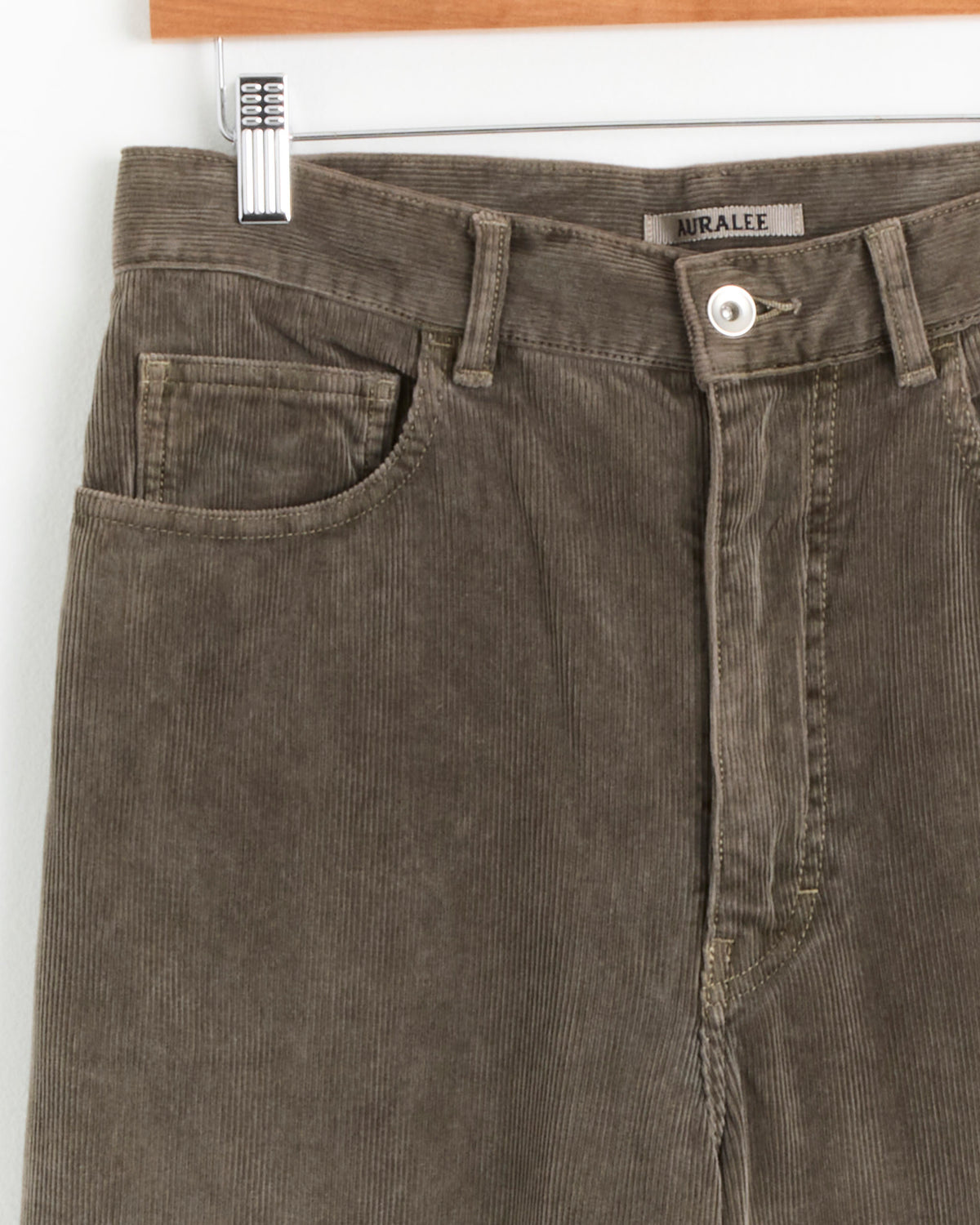 Auralee Garment Dyed Corduroy 5 Pocket Wide Pant, Olive Brown - Olive Brown / 1 (288229)