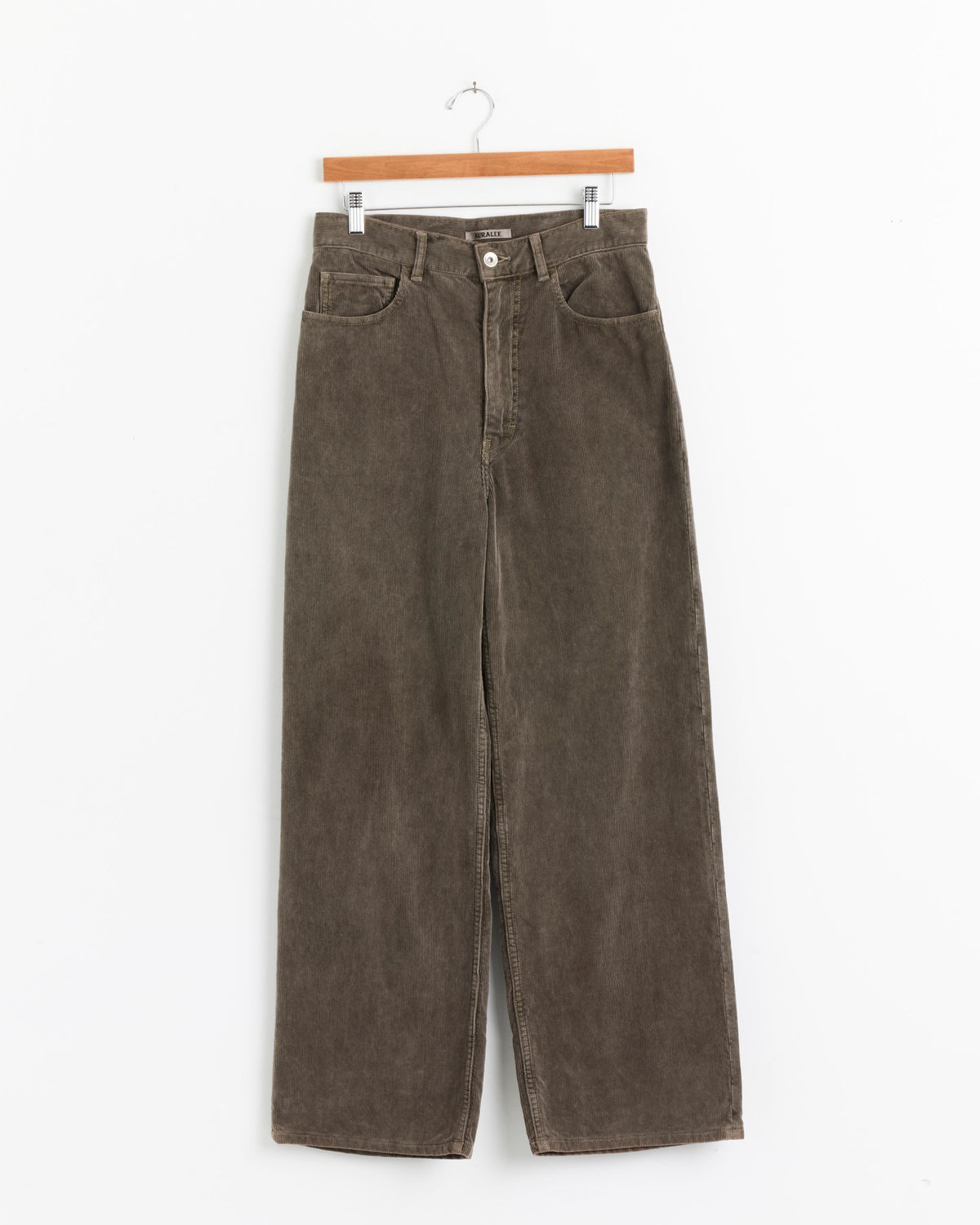 Auralee Garment Dyed Corduroy 5 Pocket Wide Pant, Olive Brown - Olive Brown / 1 (288229)