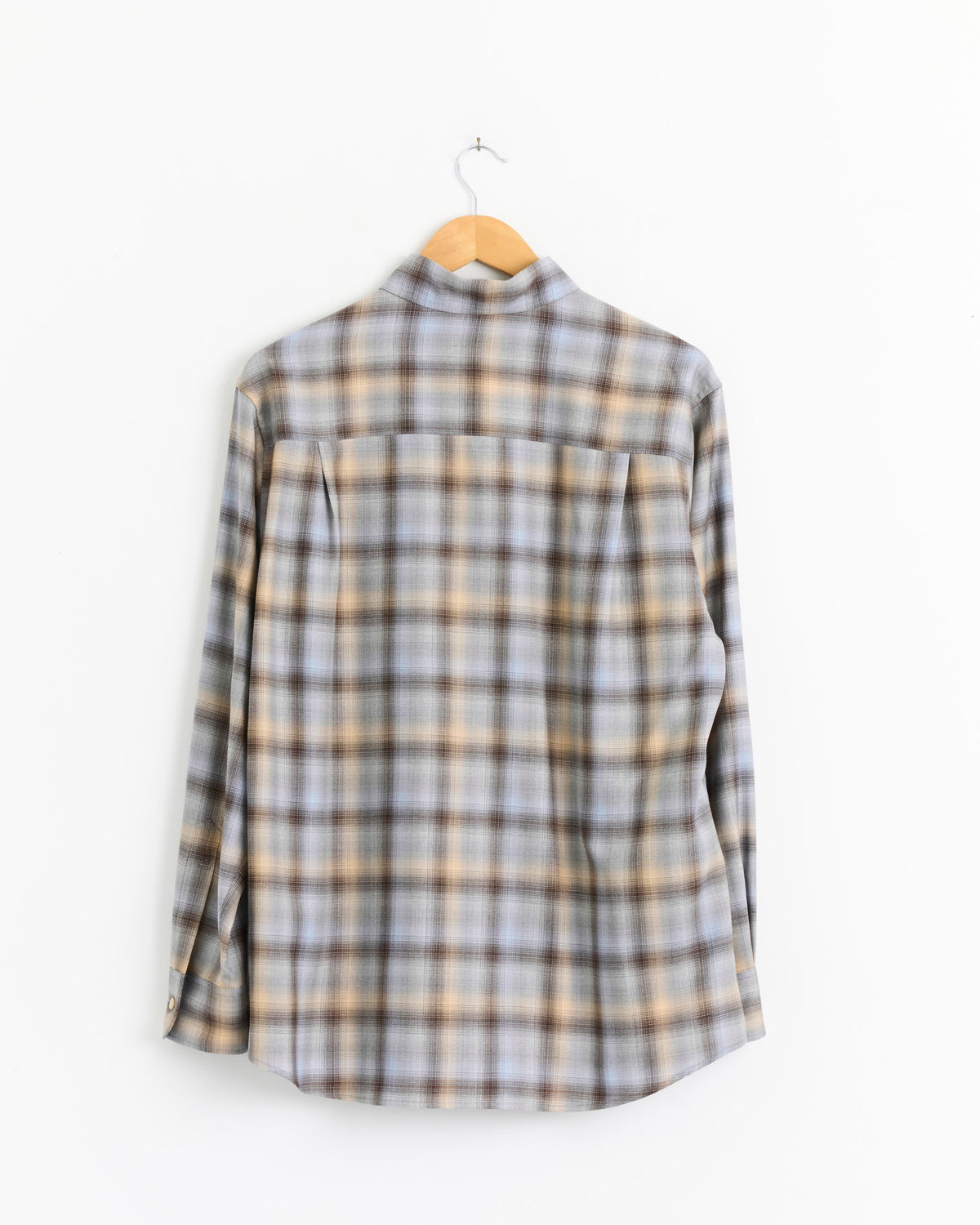 Auralee Super Light Wool Check Shirt, Blue Orange Check - Blue Orange Check / 4 (288255)