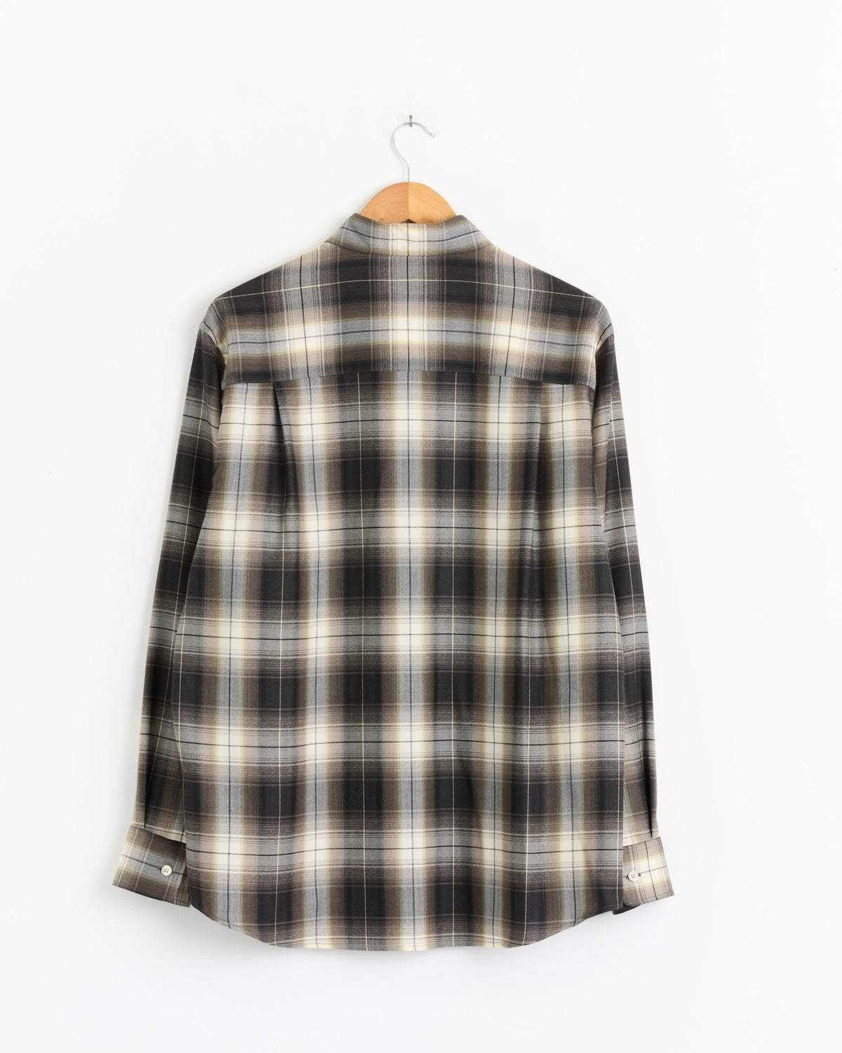 Auralee Super Light Wool Check Shirt, Brown Charcoal Check - Brown Charcoal Check / 4 (288259)