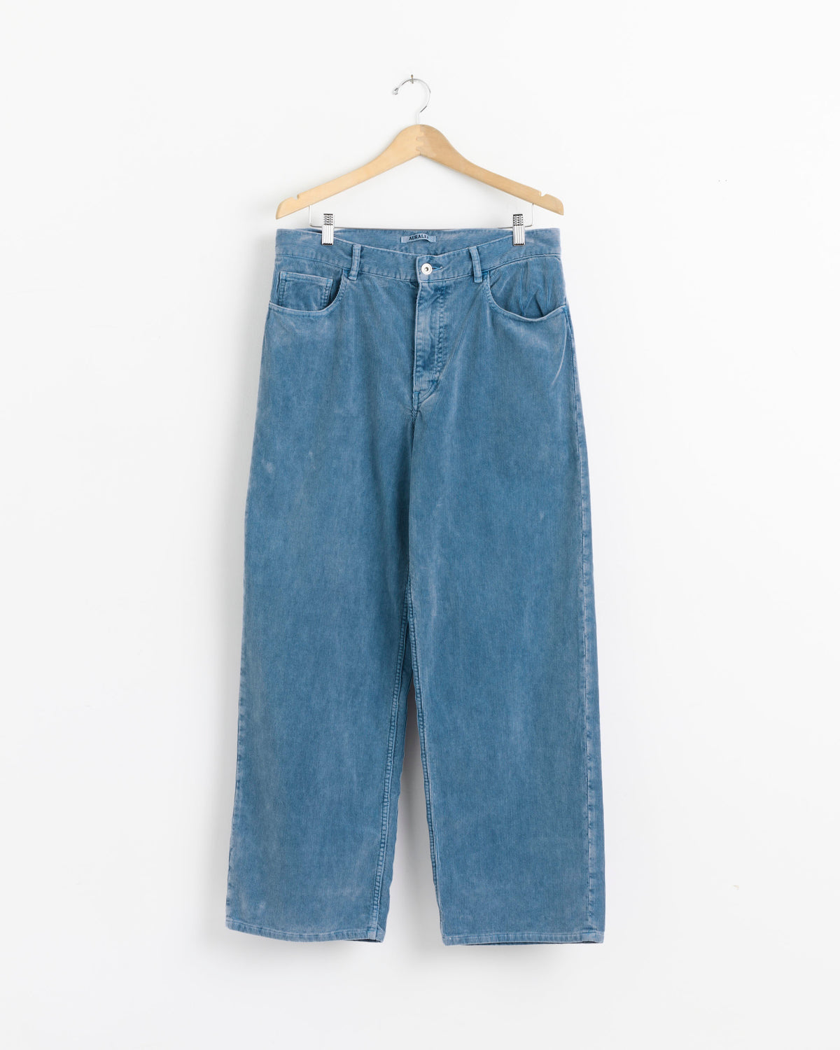 Auralee Garment Dyed Corduroy 5 Pocket Wide Pant, Dusty Blue - Dusty Blue / 5 (288264)
