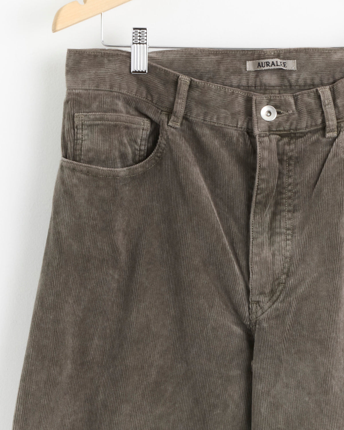 Auralee Garment Dyed Corduroy 5 Pocket Wide Pant, Olive Brown - Olive Brown / 4 (288271)