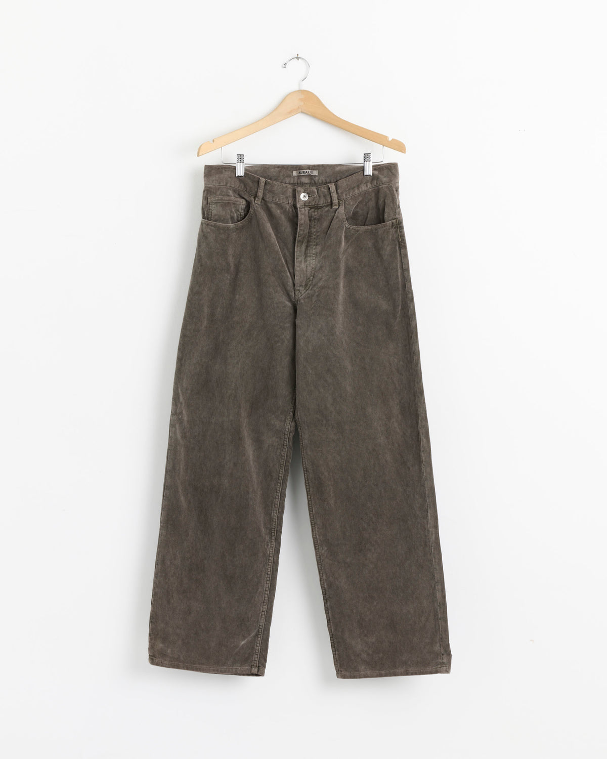 Auralee Garment Dyed Corduroy 5 Pocket Wide Pant, Olive Brown - Olive Brown / 4 (288271)