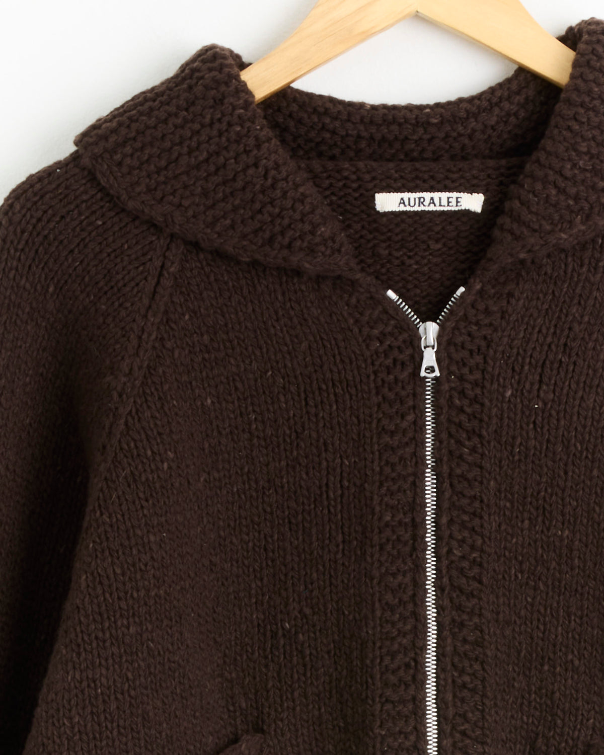 Auralee Wool Low Gauge Knit Zip Cowichan - Brown Gradation / 3 (288274)
