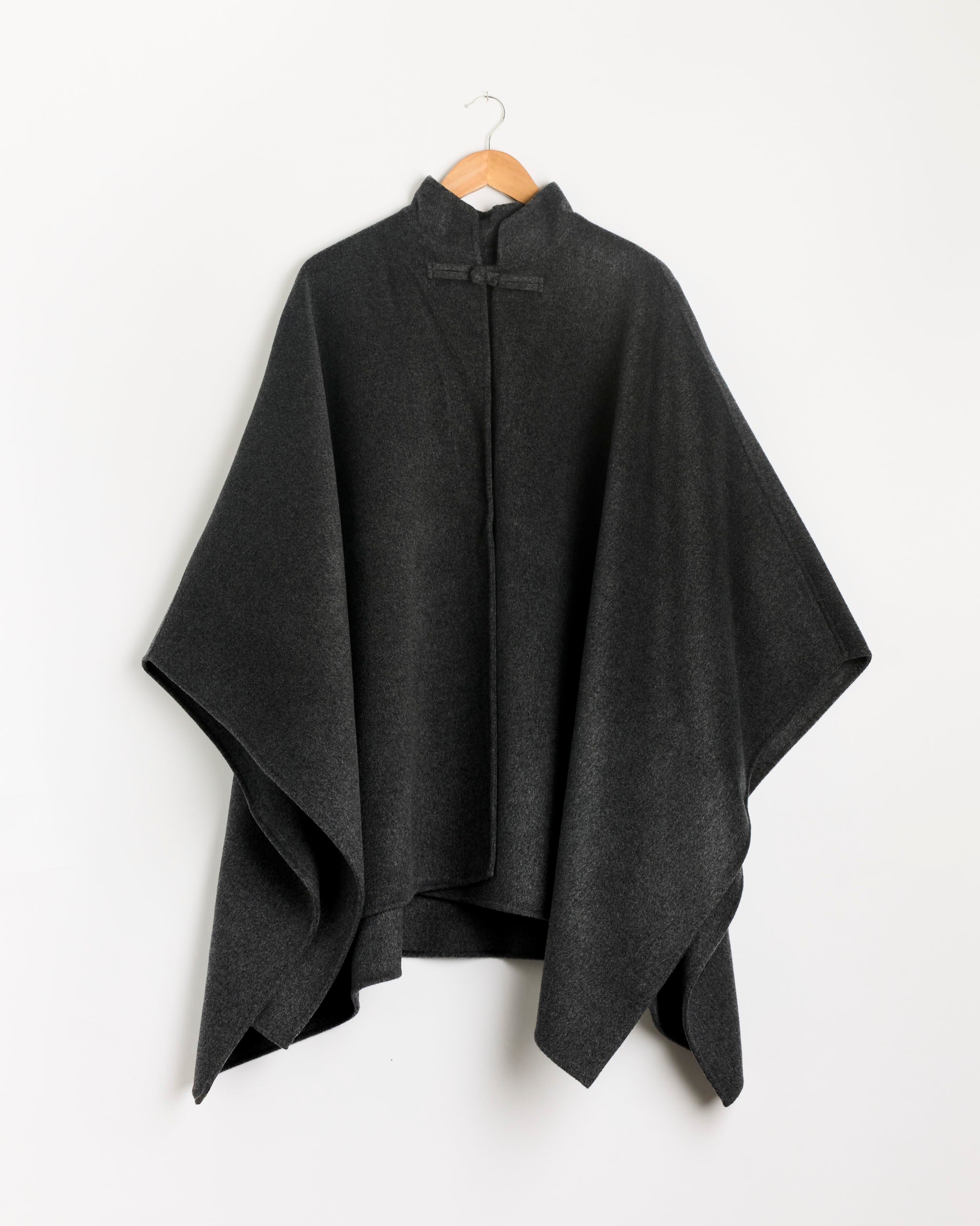 Róhe Double Faced Pankou Poncho - Dark Grey Melange / OS (288688)