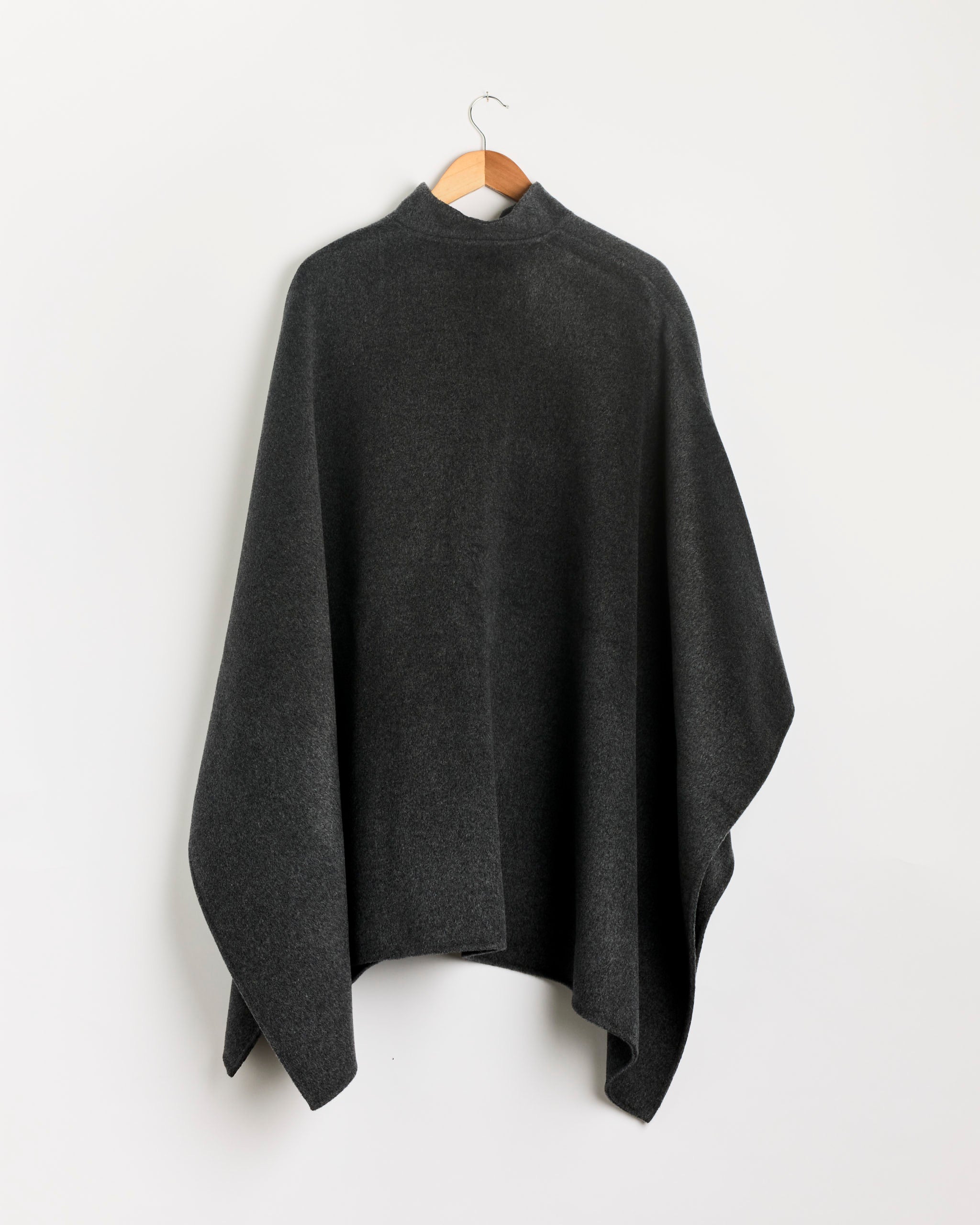 Róhe Double Faced Pankou Poncho - Dark Grey Melange / OS (288688)