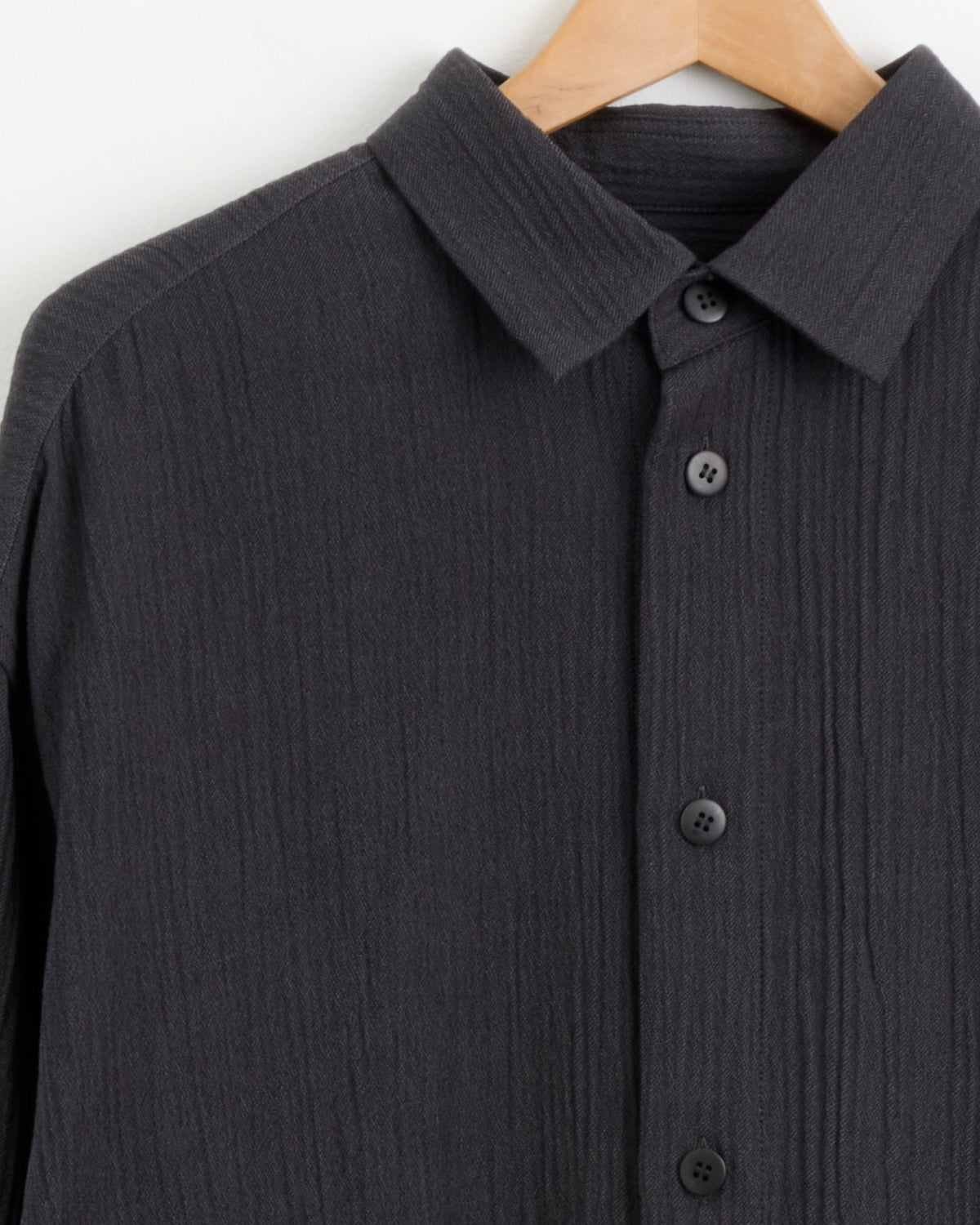 IM MENS ISSEY MIYAKE FJ238 Double Weave Crepe Shirt - Charcoal Grey / 3 (289019)