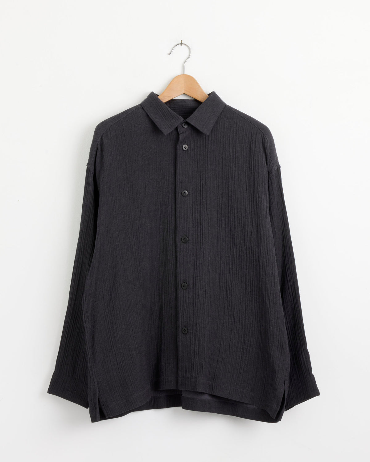 IM MENS ISSEY MIYAKE FJ238 Double Weave Crepe Shirt - Charcoal Grey / 3 (289019)