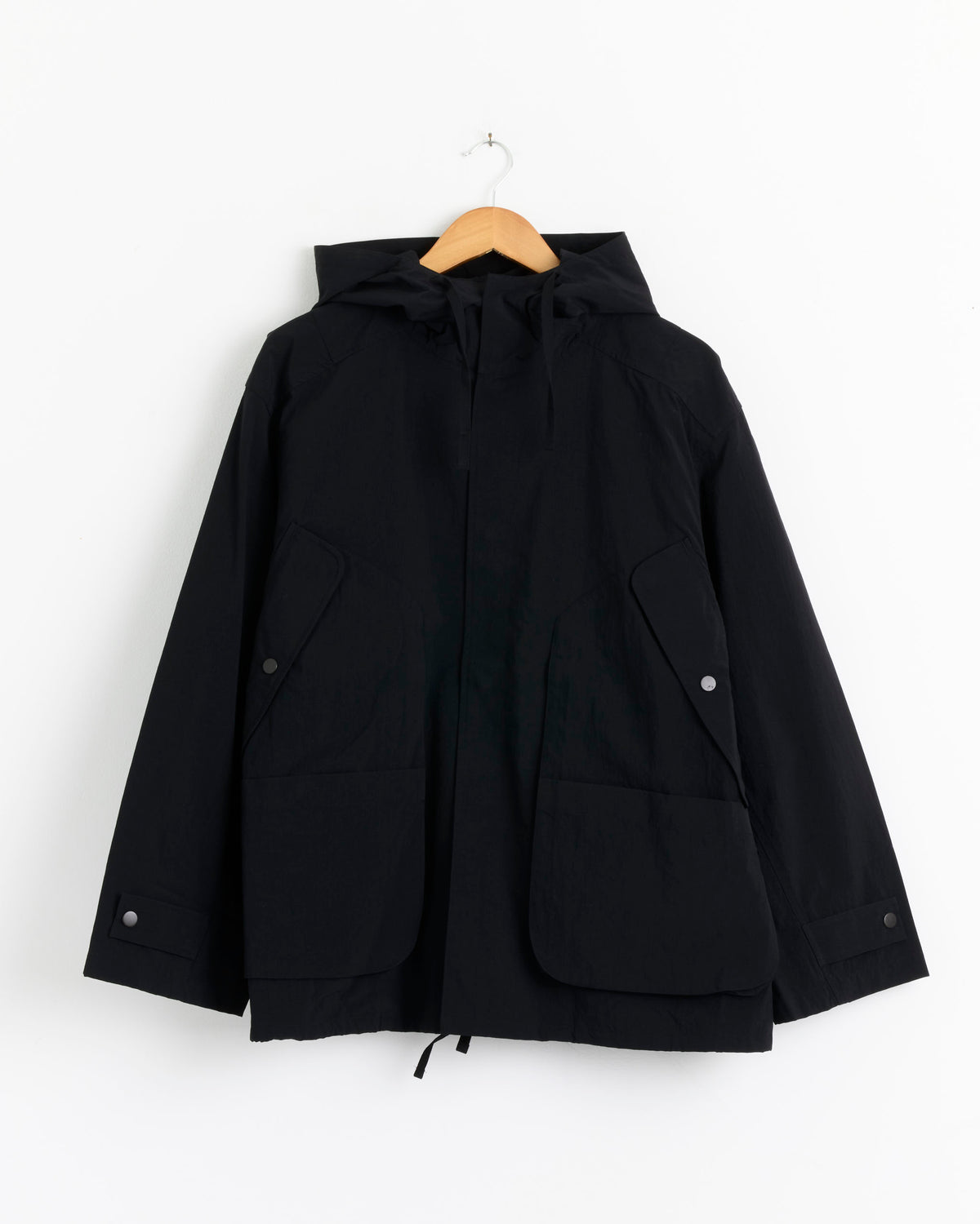 ANCELLM Wrinkled Nylon Over Hoodie - Black / 1 (289139)