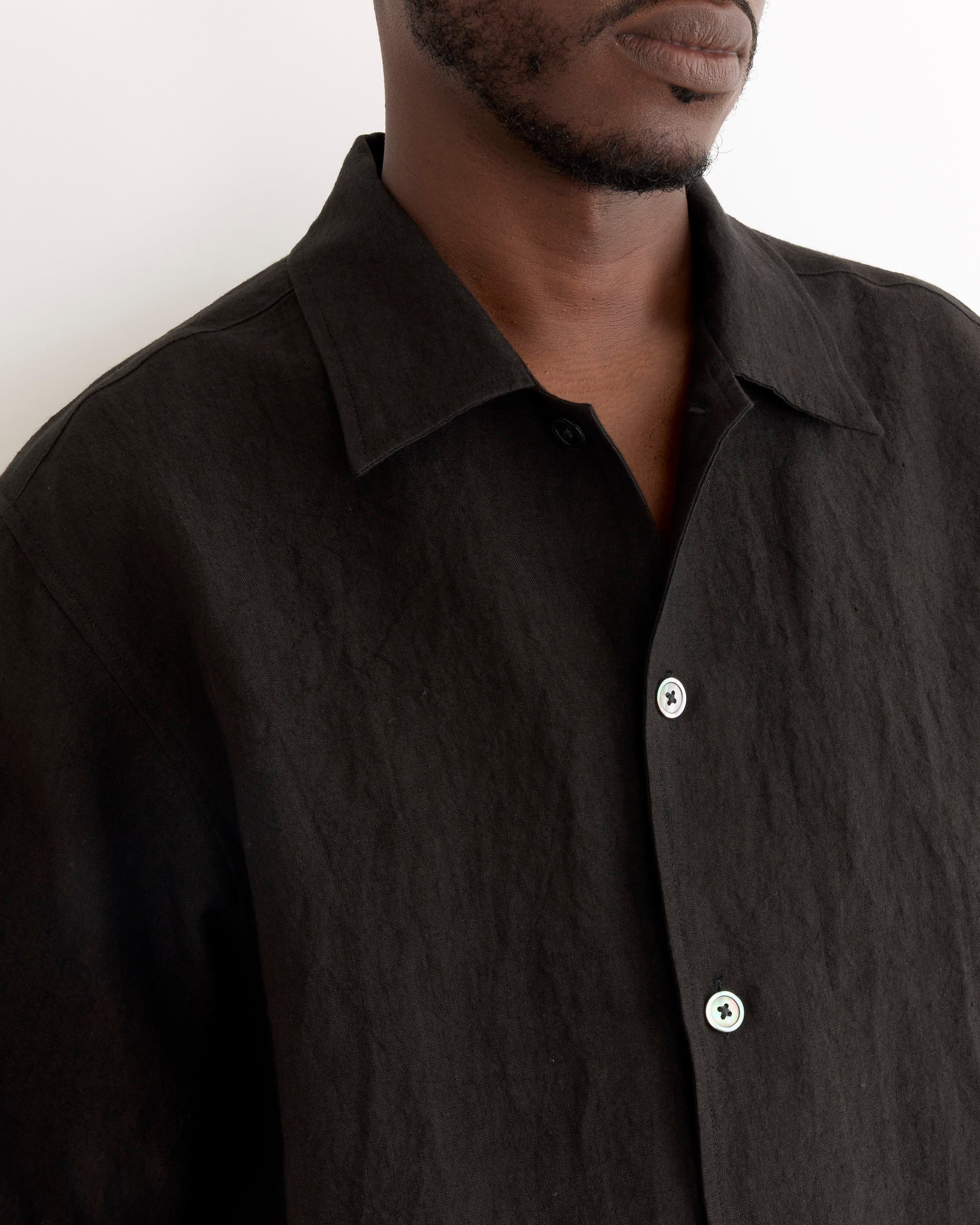 SMOCK Cardiff Shirt, Sun Dried Linen Black - Sun Dried Linen Black / L (289247)