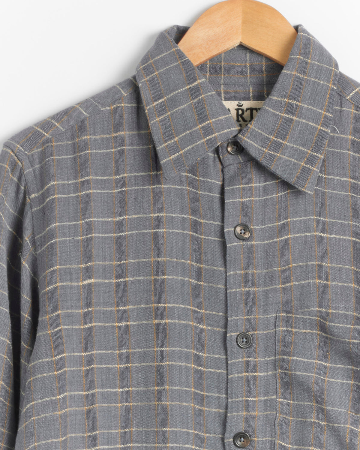 Kartik Research Check Shirt - Indigo/Gold / S (289534)