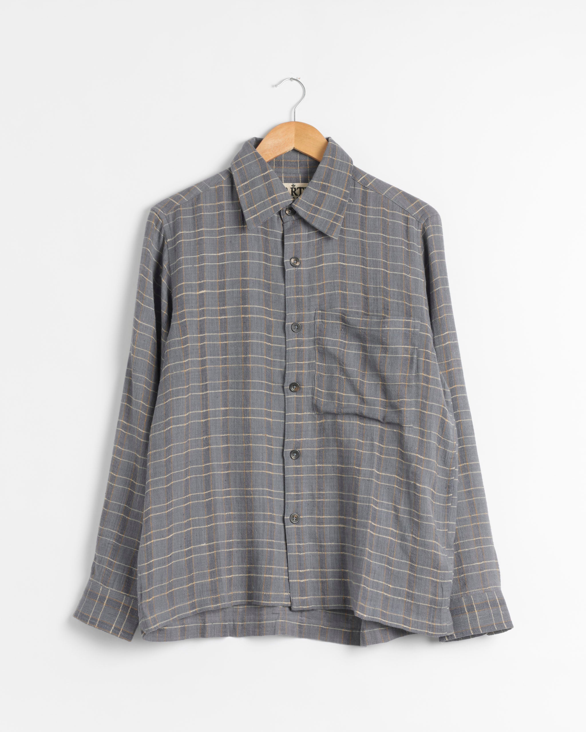 Kartik Research Check Shirt - Indigo/Gold / S (289534)