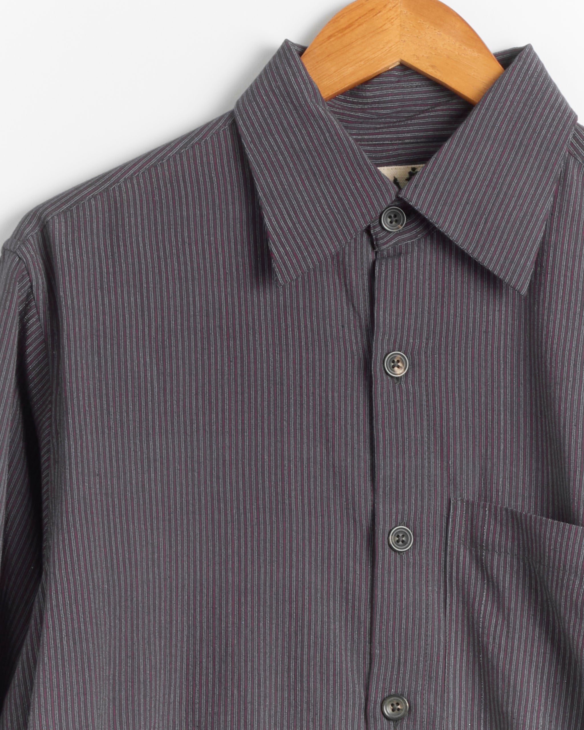 Kartik Research Pinstripe Shirt - Purple/White / S (289538)