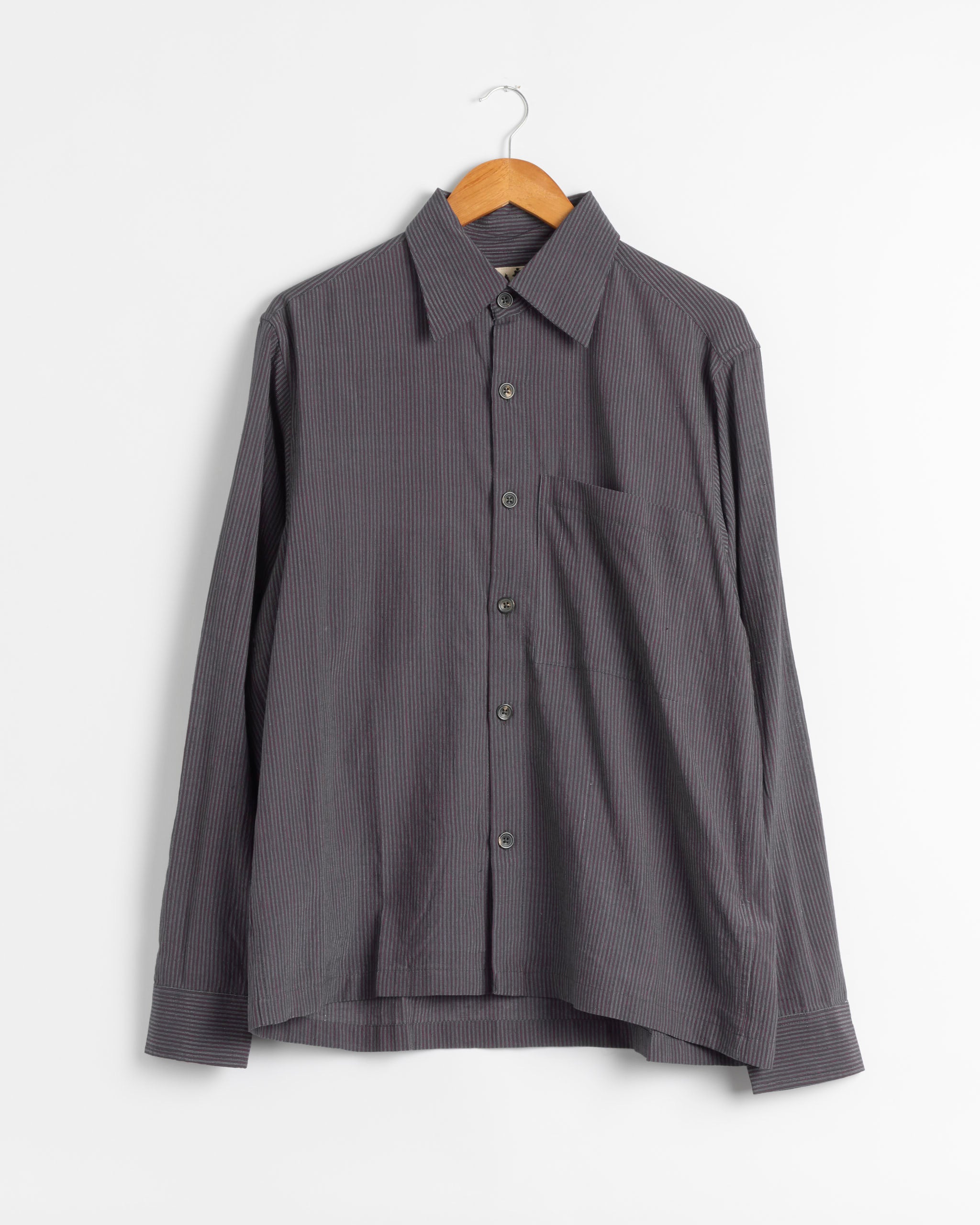 Kartik Research Pinstripe Shirt - Purple/White / S (289538)