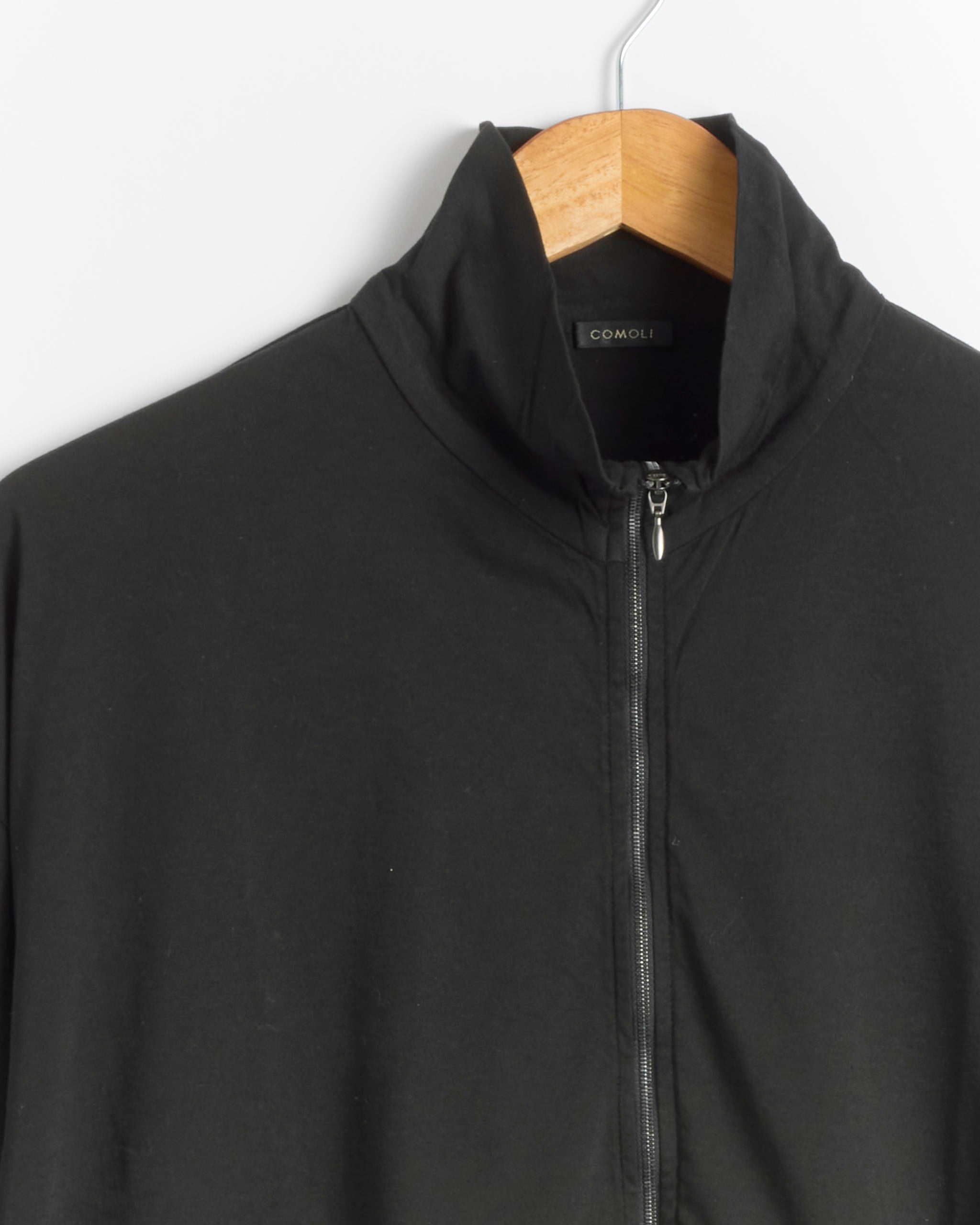 Thin Cotton Zip Jacket in Black