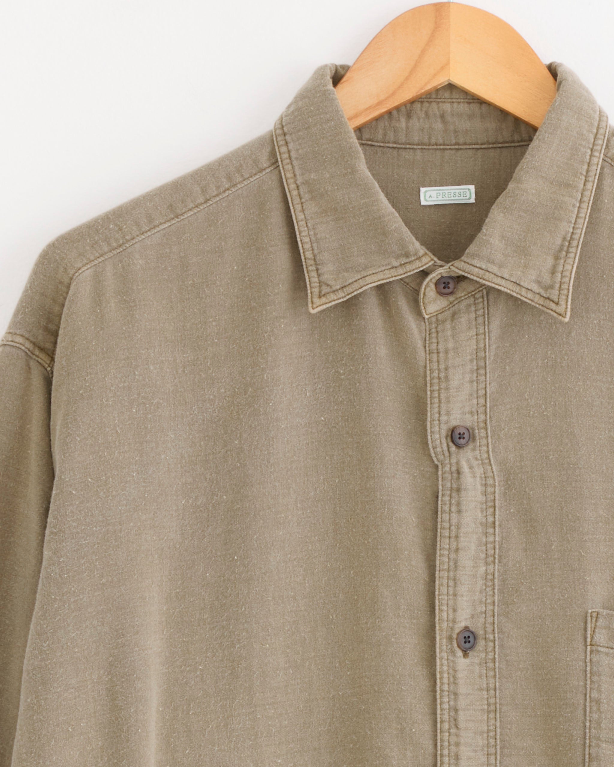 Vintage Cotton Moleskin Shirt in Khaki