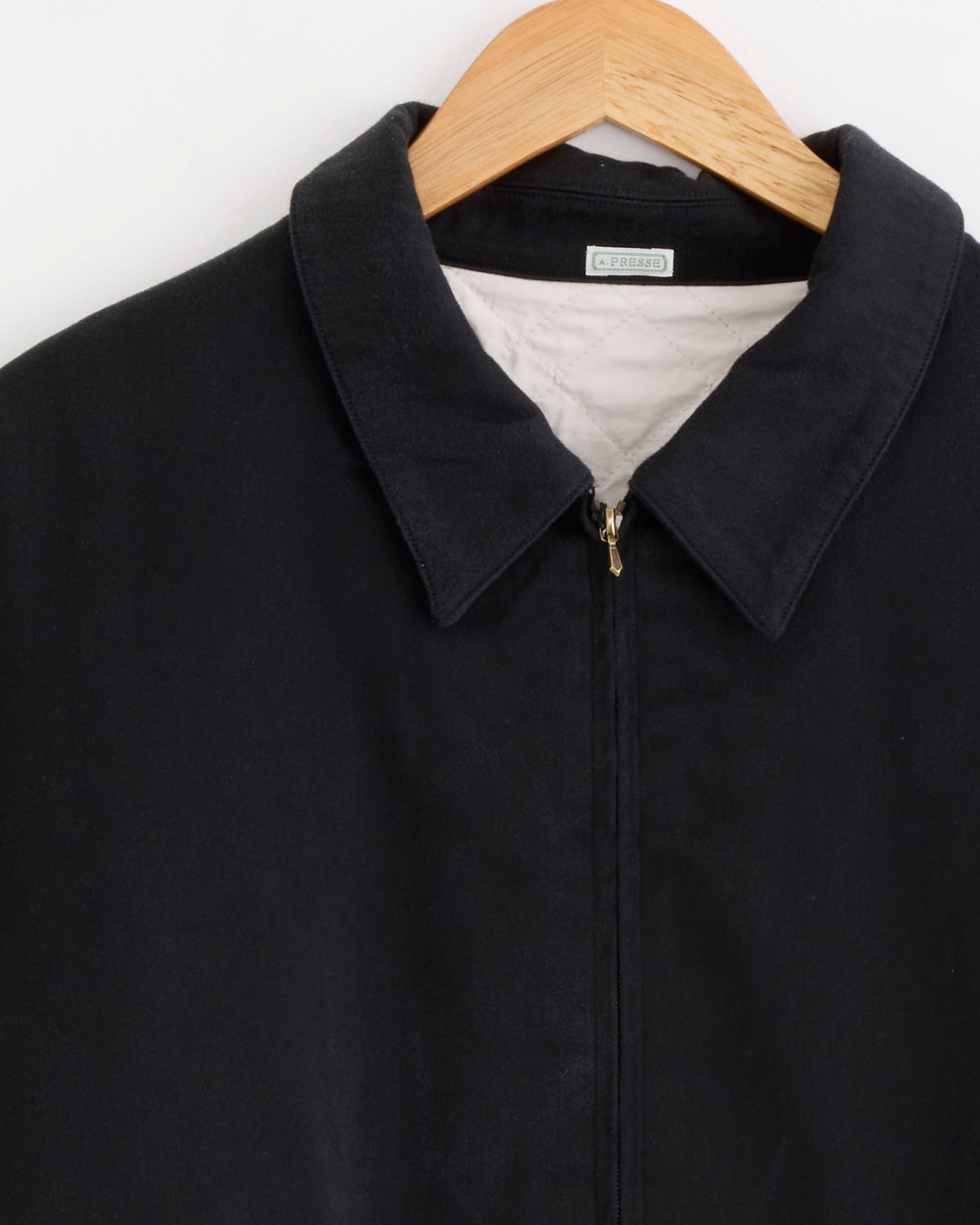Washed Silk Rayon Gabardine Jacket in Black