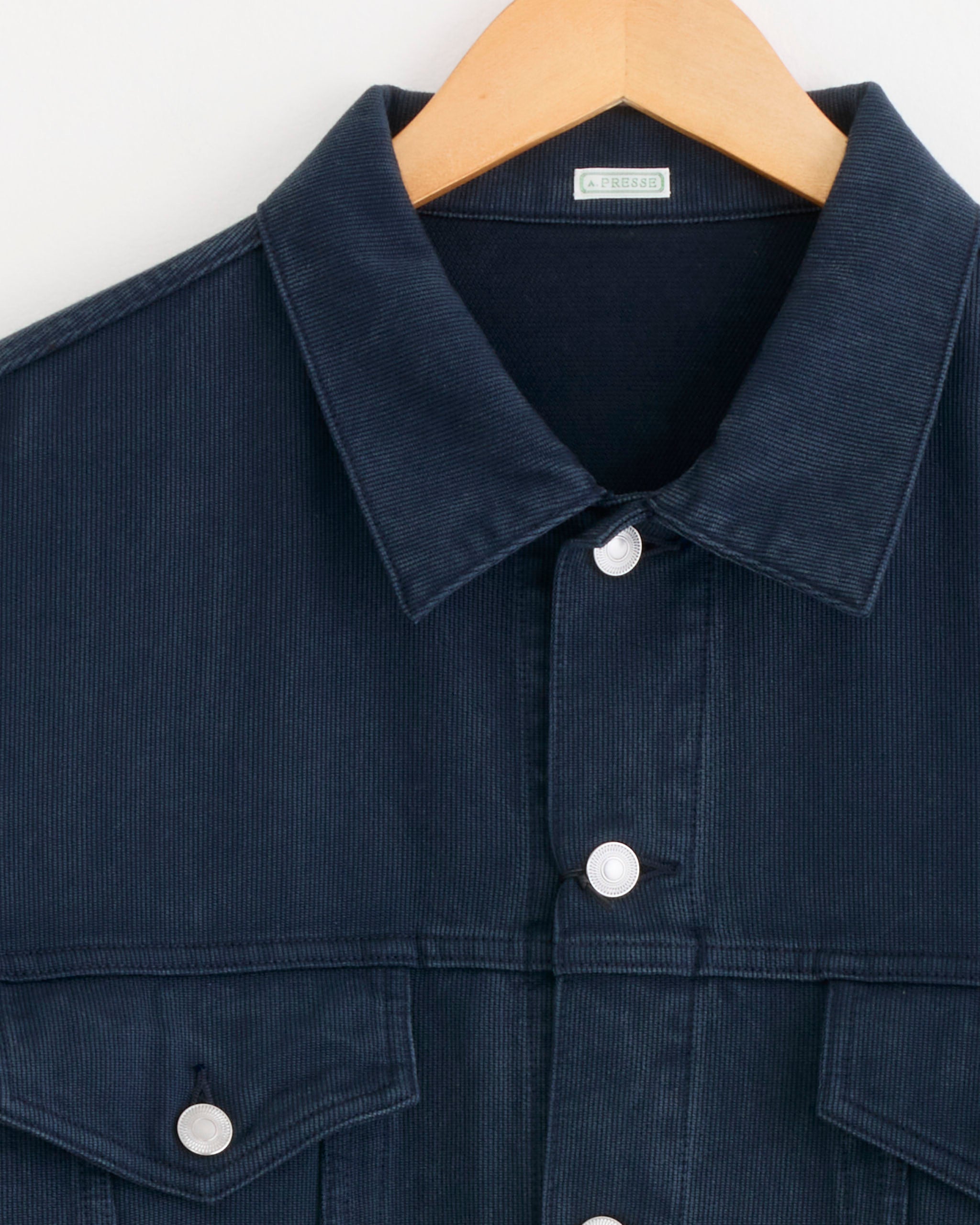 A.PRESSE Washed Silk Cotton Pique 3rd Type Jacket - Blue / 48 (289810)