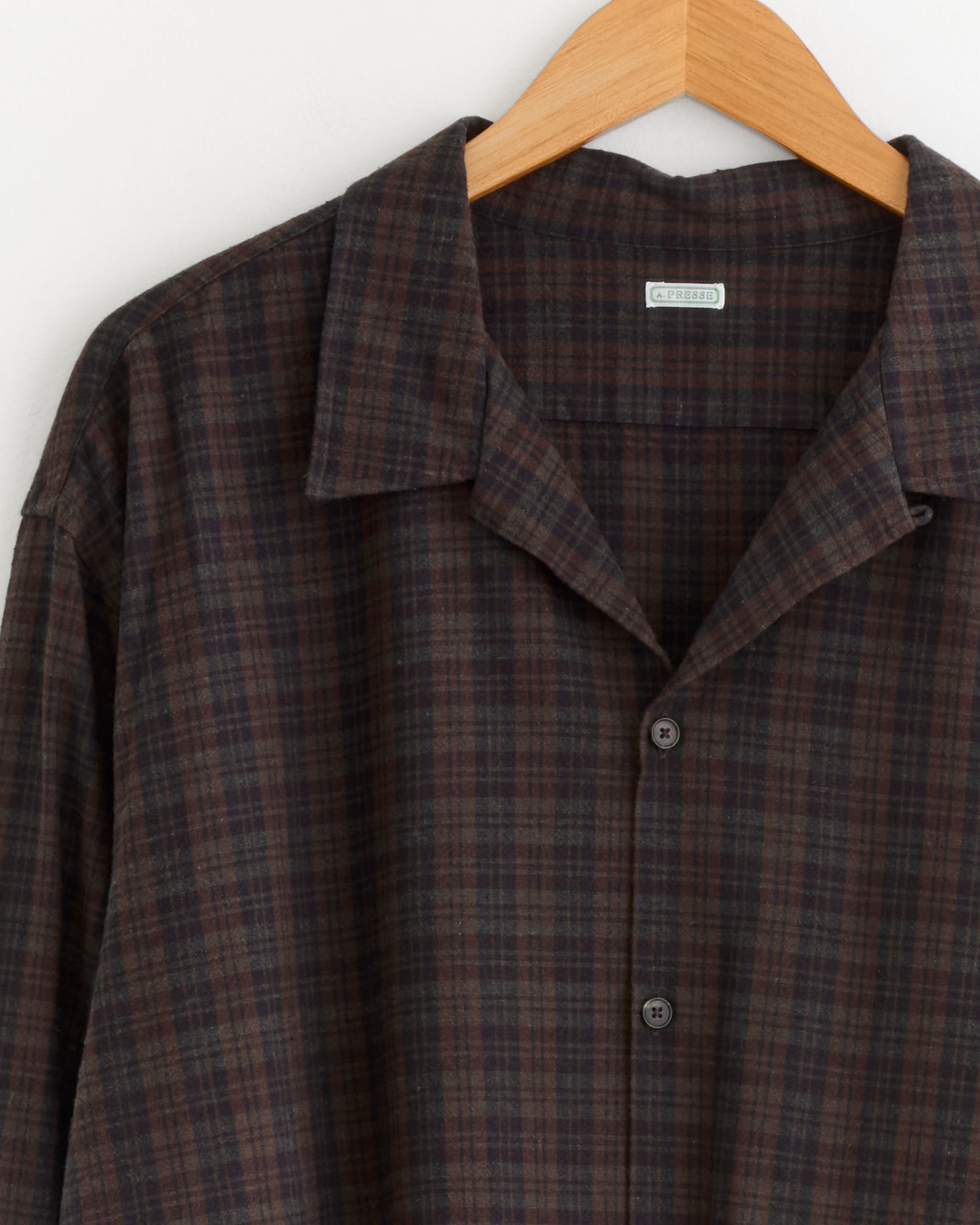 A.PRESSE Silk Nep Loop Collar Shirt - Brown / 5 (289839)