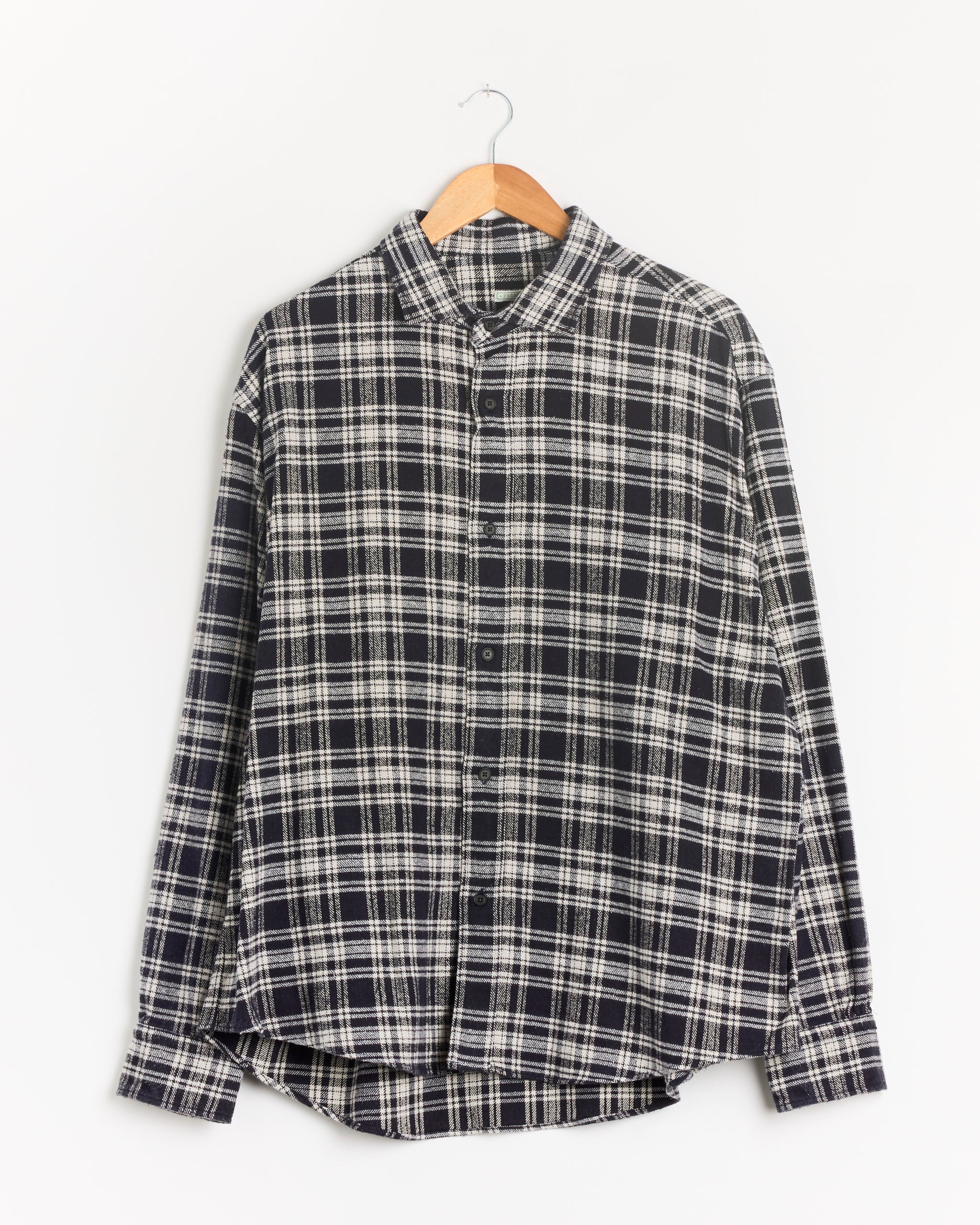 A.PRESSE Vintage Cotton Silk Nep Twill Check Shirt - Navy / 3 (289871)