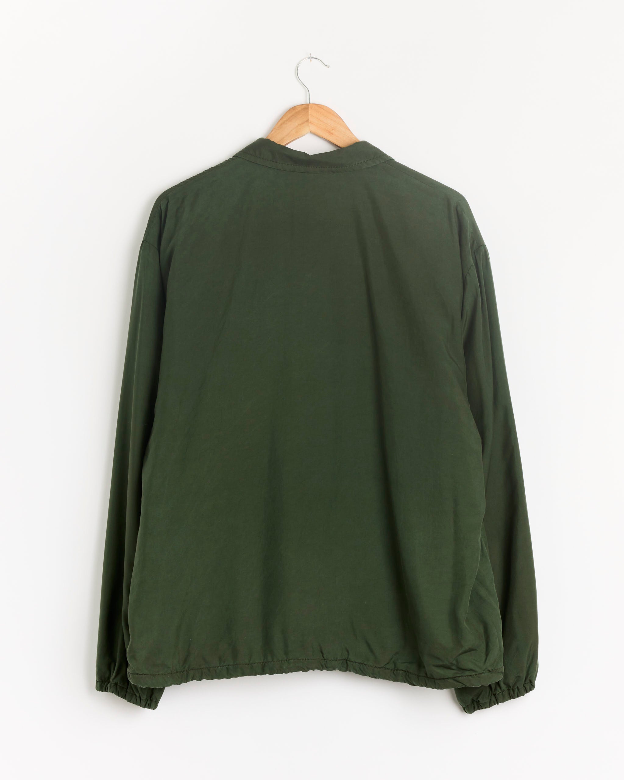 A.PRESSE Vintage Washed Silk Taffeta Coach Jacket - Olive / 3 (289874)