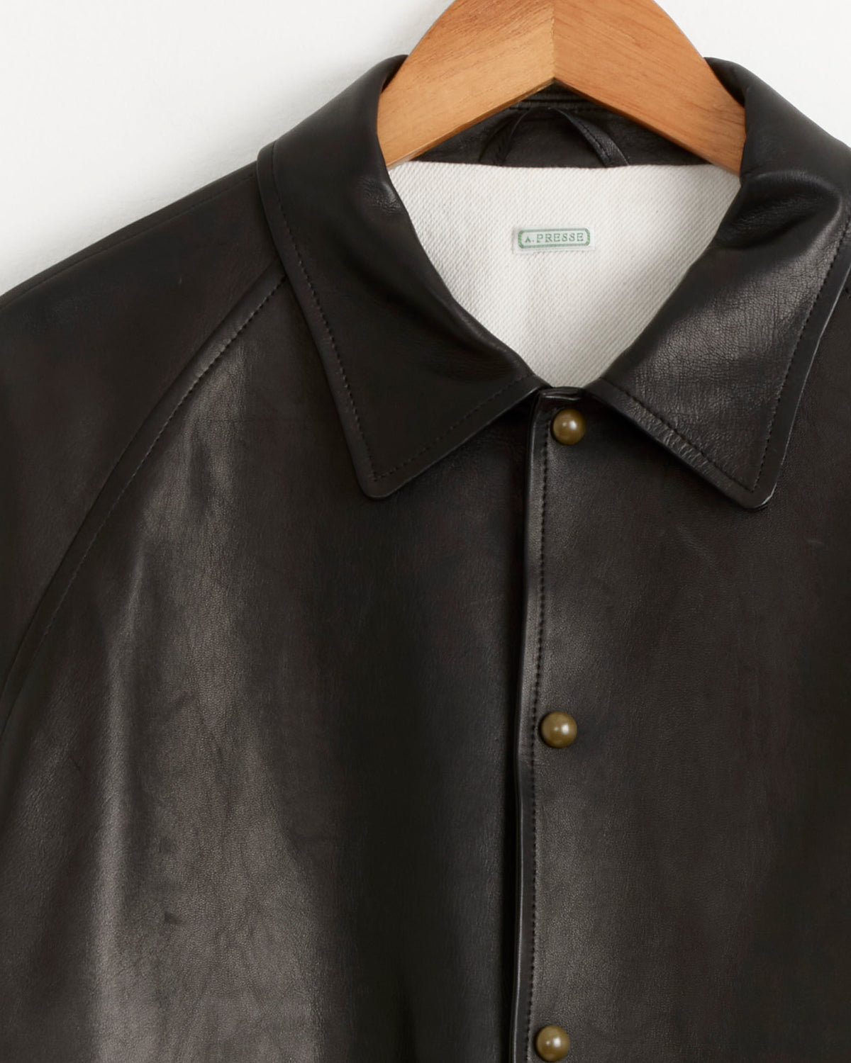 A.PRESSE Leather Coach Jacket - Black / 3 (289887)