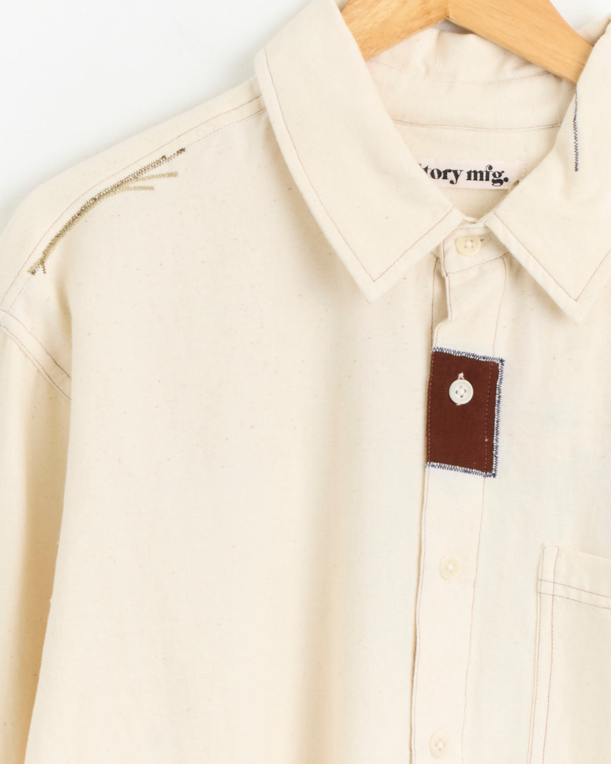 Story mfg Bracken Shirt - Ecru Heart Repair / M (290594)